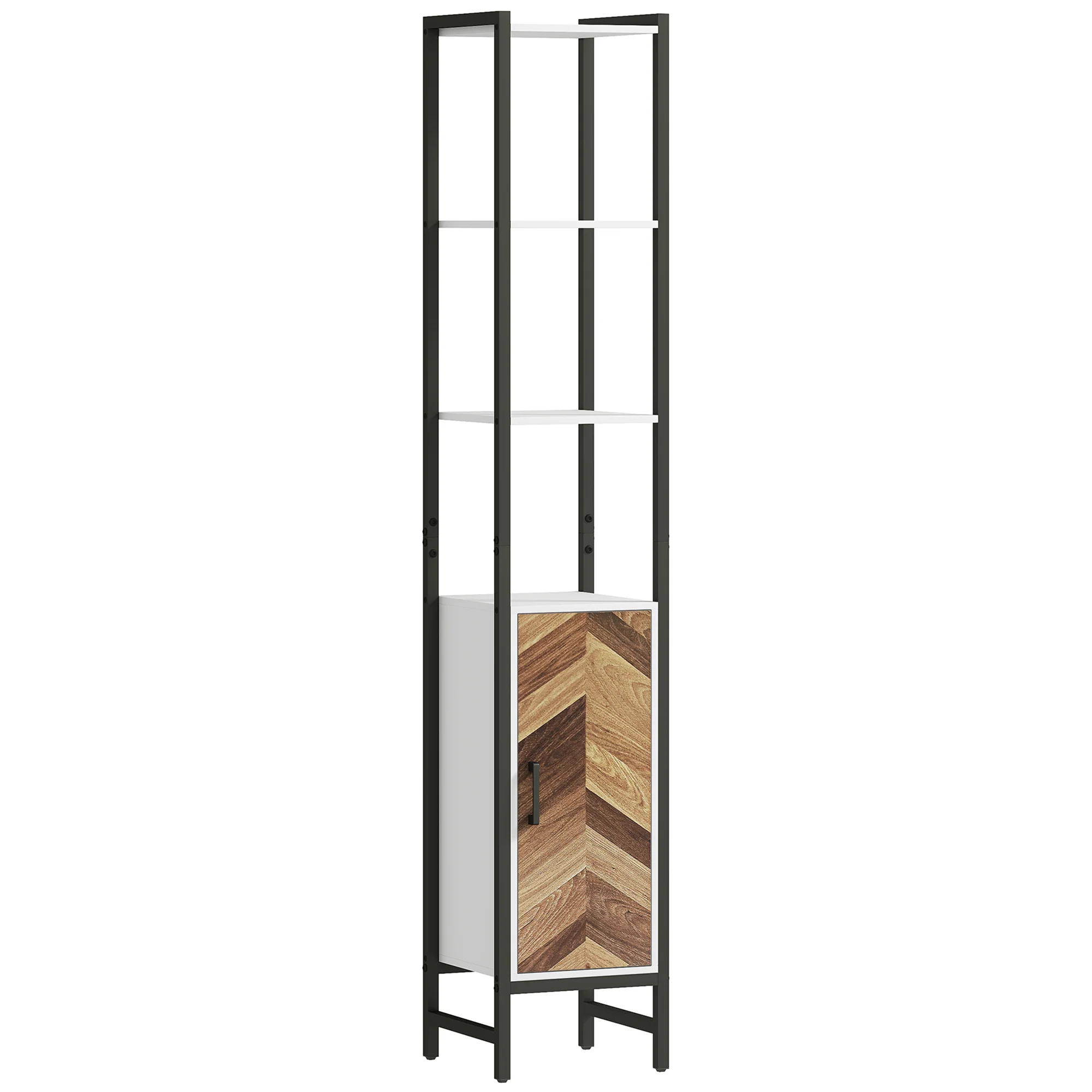 HOMCOM Tall Bathroom Storage Cabinet With 3 Shelves, 30 X 30 X 170 Cm, White