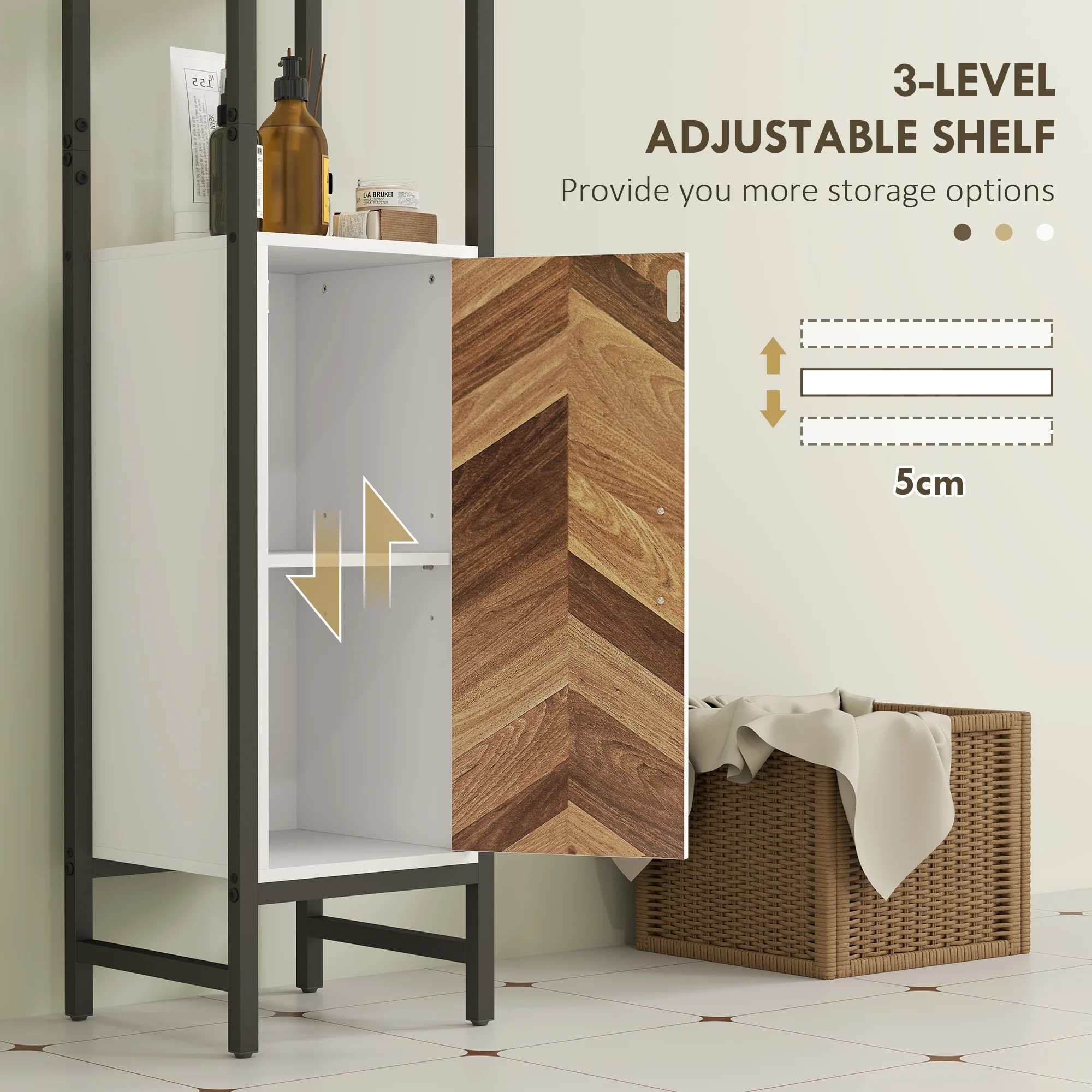 HOMCOM Tall Bathroom Storage Cabinet With 3 Shelves, 30 X 30 X 170 Cm, White - Image 4