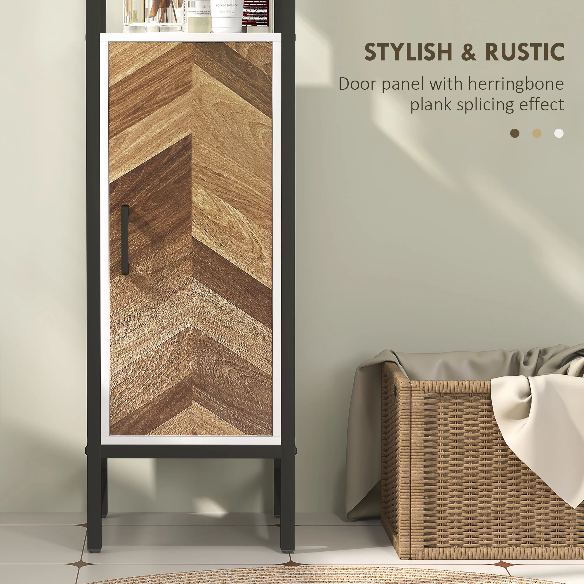 HOMCOM Tall Bathroom Storage Cabinet With 3 Shelves, 30 X 30 X 170 Cm, White - Image 6