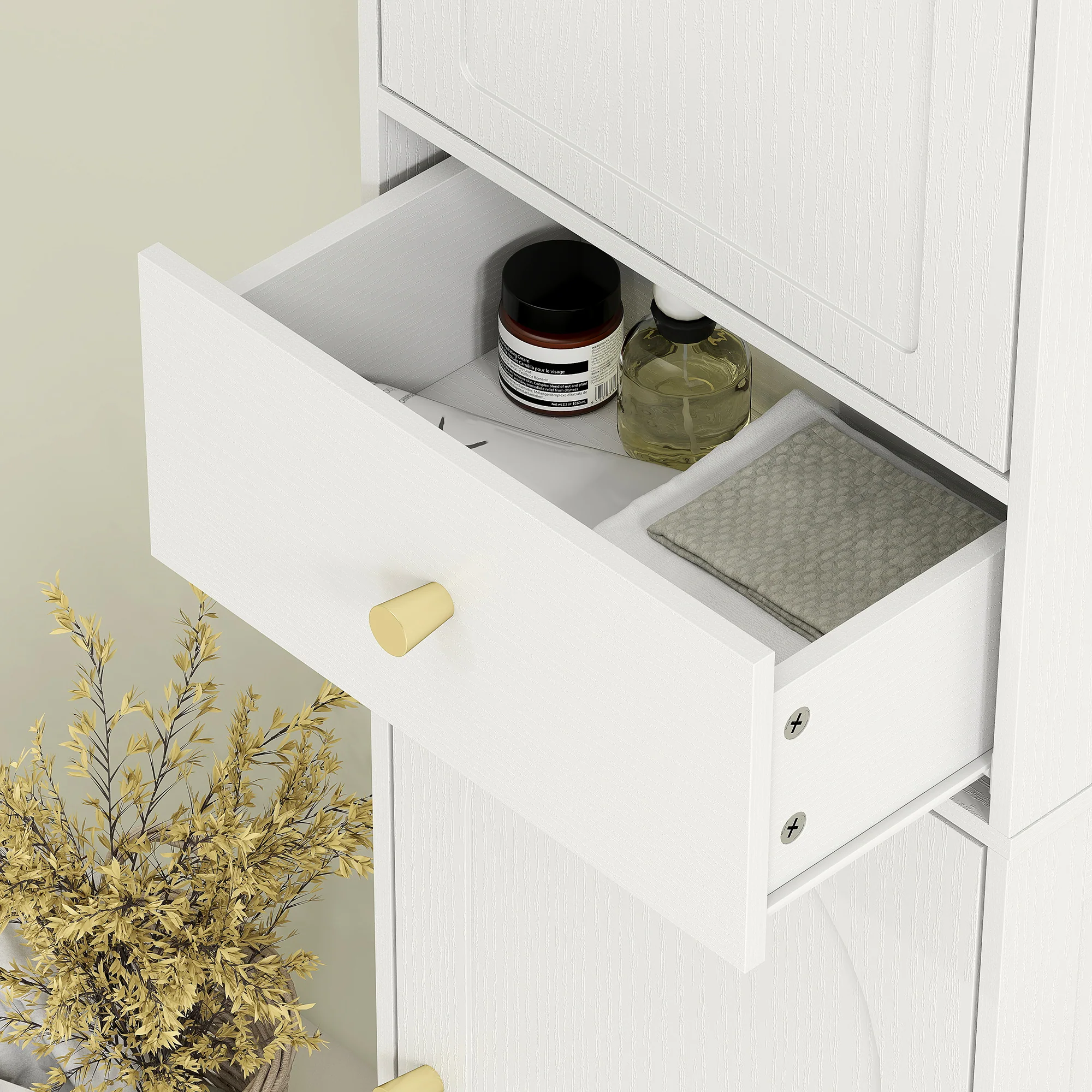 HOMCOM Tall Bathroom Storage Cabinet With Arch Doors Adjustable Shelf White - Image 9