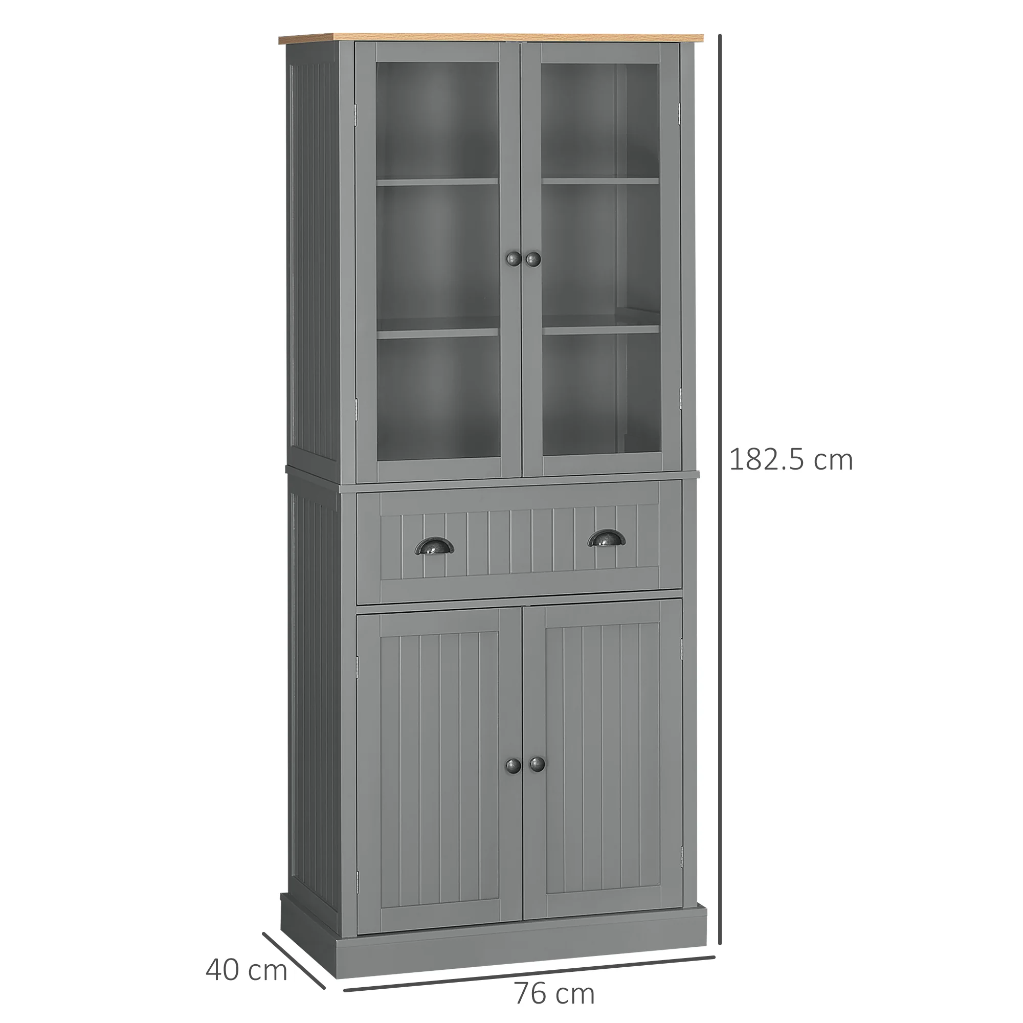 HOMCOM Tall Kitchen Cupboard, 5-tier Storage Cabinet with Adjustable Shelves - Image 5