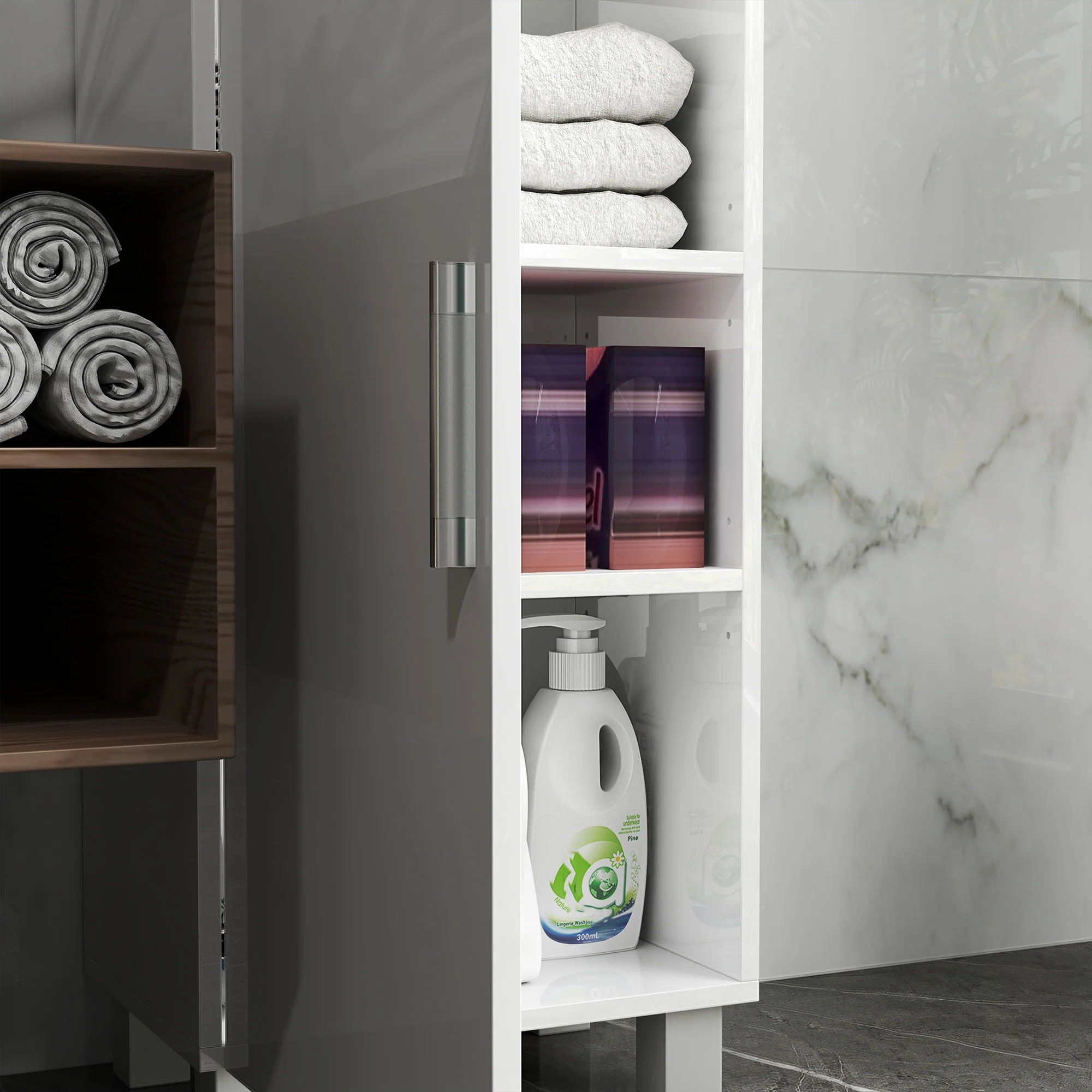 HOMCOM Tall Storage Cabinet with Adjustable Shelves and Double Doors - Image 8