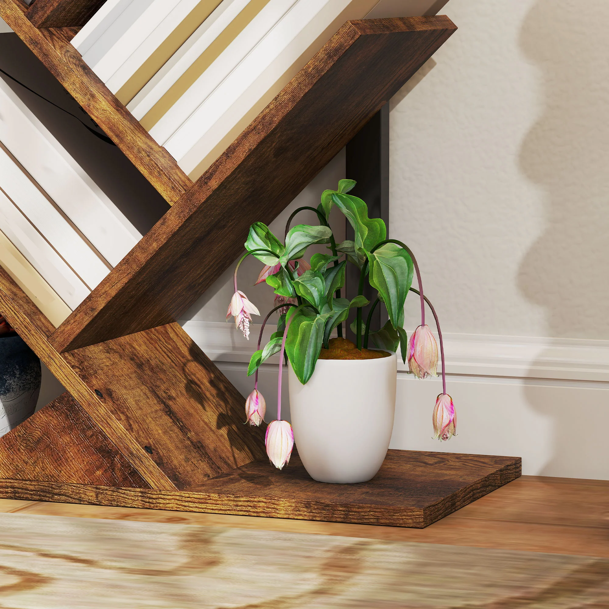 HOMCOM Tier Tree Bookshelf With Steel Frame For Living Room - Image 9