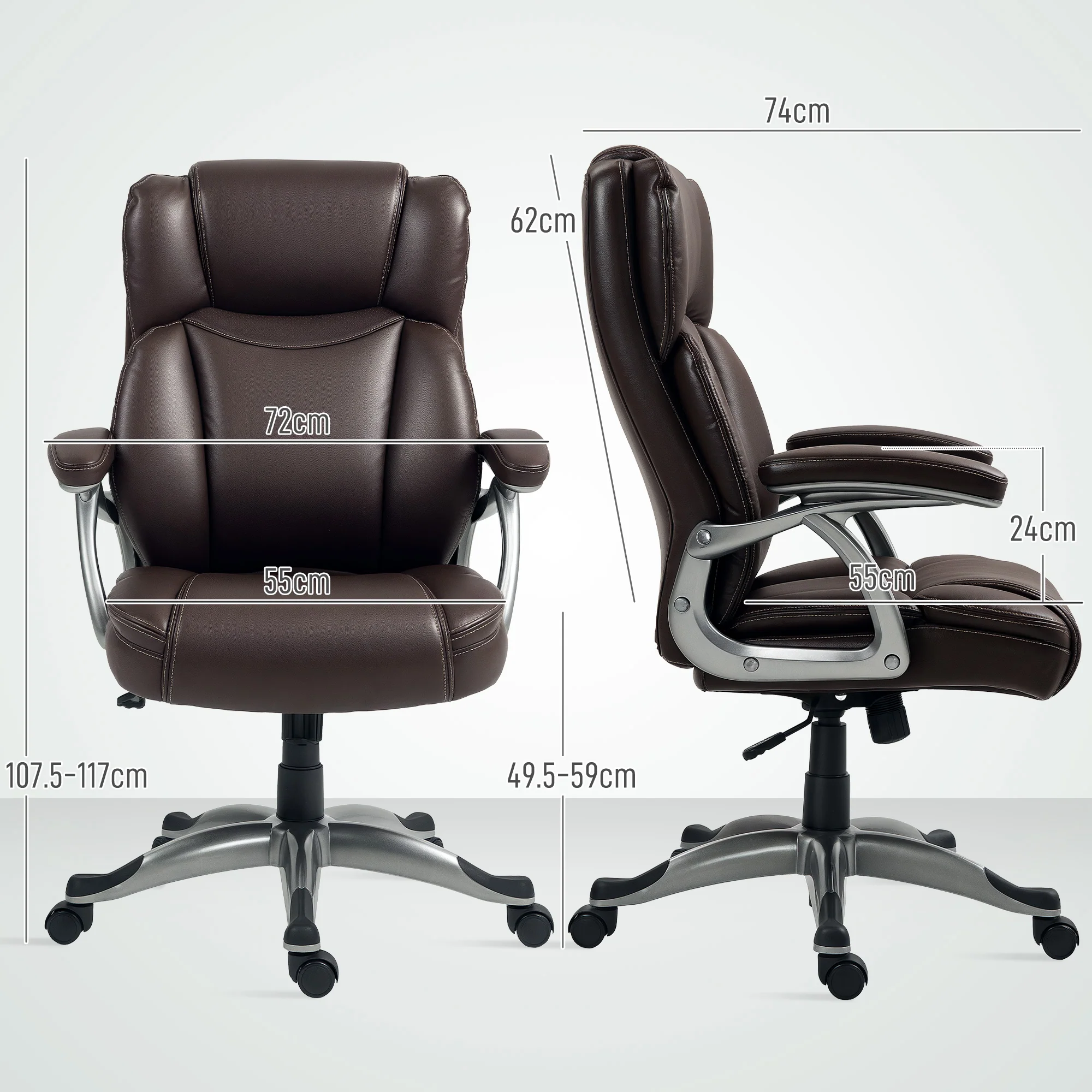 HOMCOM Tilting Executive Office Chair, PU Leather Desk Chair - Image 14