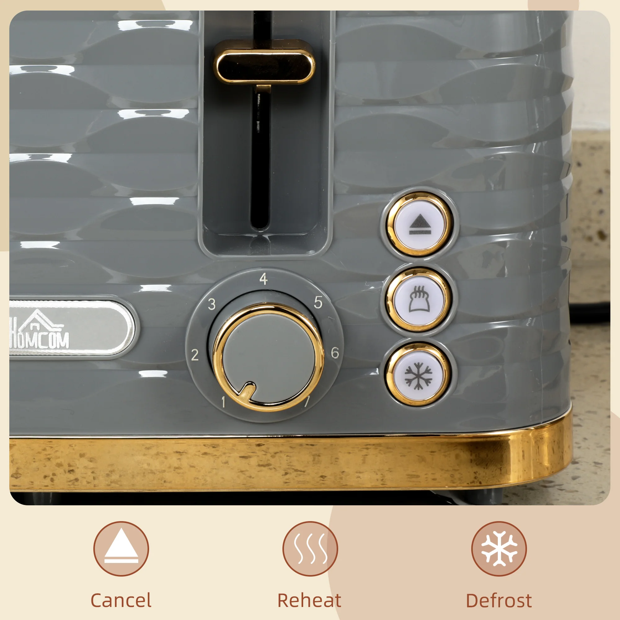 HOMCOM Toaster with 4 Slot, 7 Browning Levels, 1600W, Ripple - Image 21