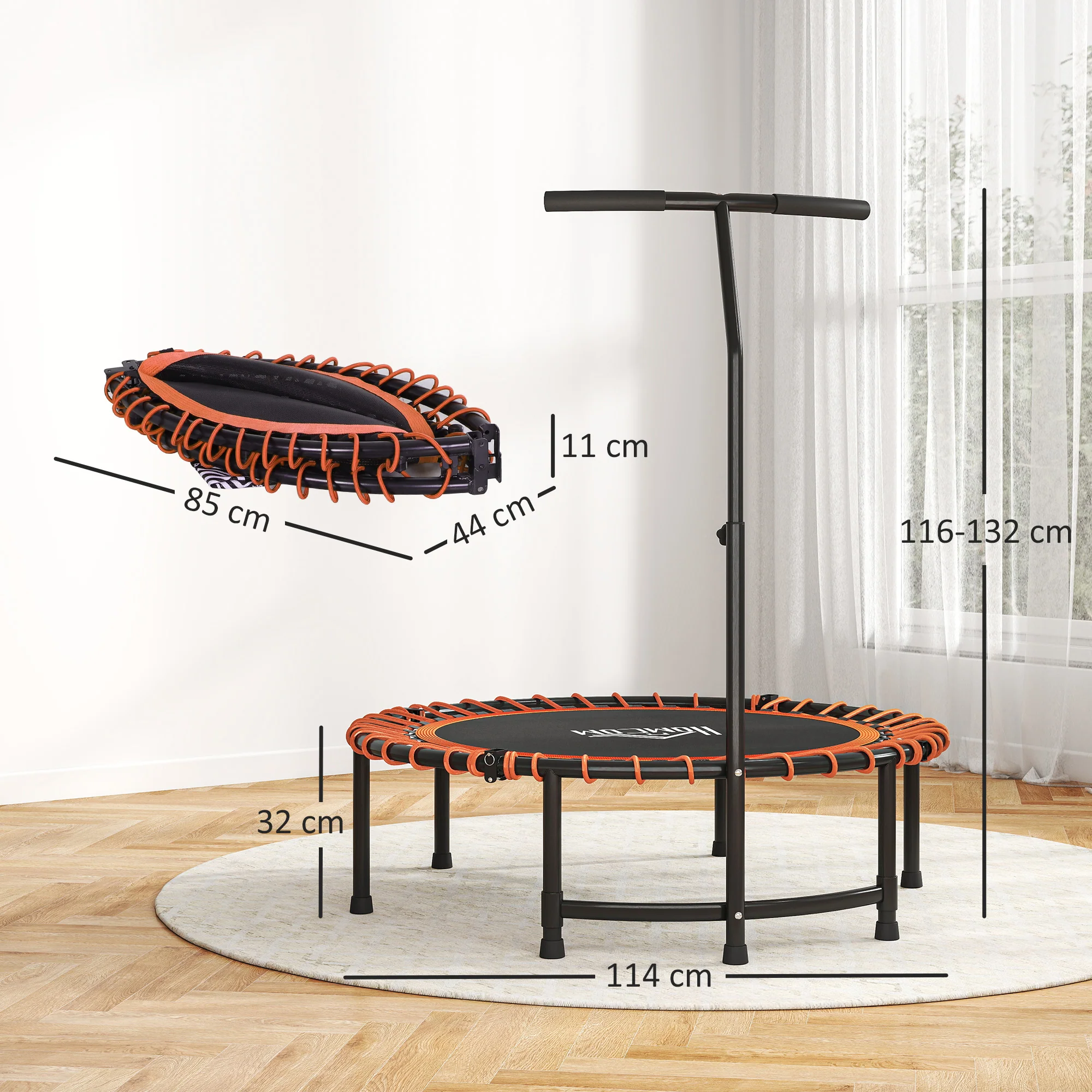 HOMCOM Trampoline Outdoor Bouncer Jumper Adjustable Handle - Image 14