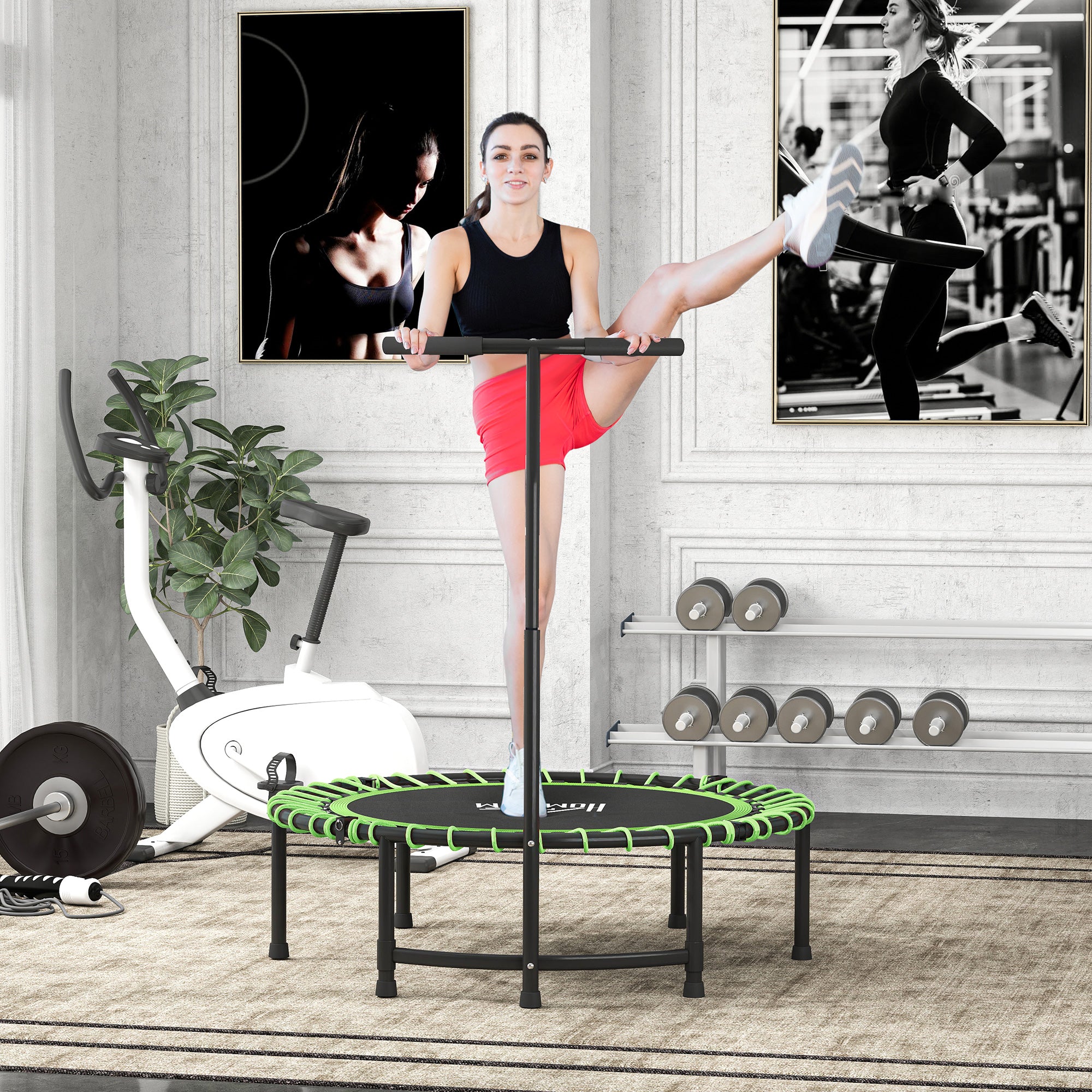 HOMCOM Trampoline Outdoor Bouncer Jumper Adjustable Handle - Image 2