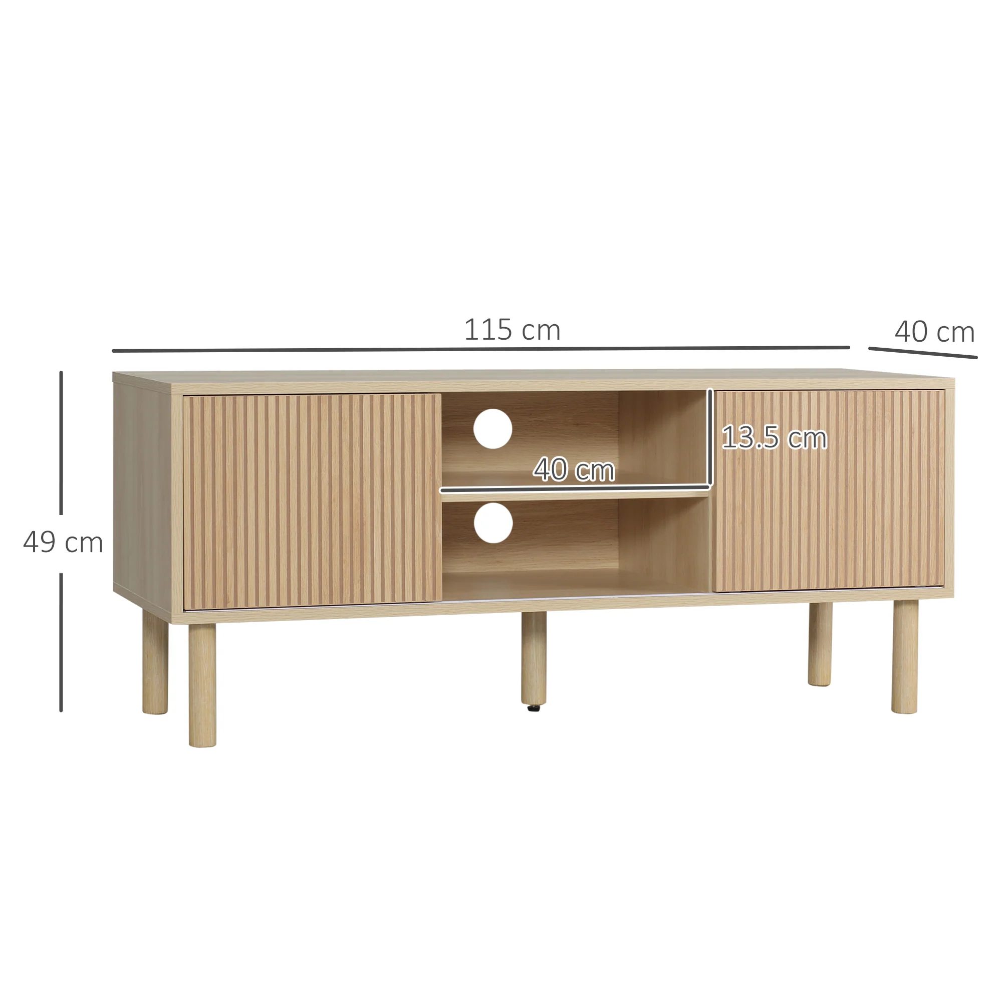 HOMCOM TV Stand Cabinet For TVs Up To 50 Inch With Sliding Doors, Natural - Image 5