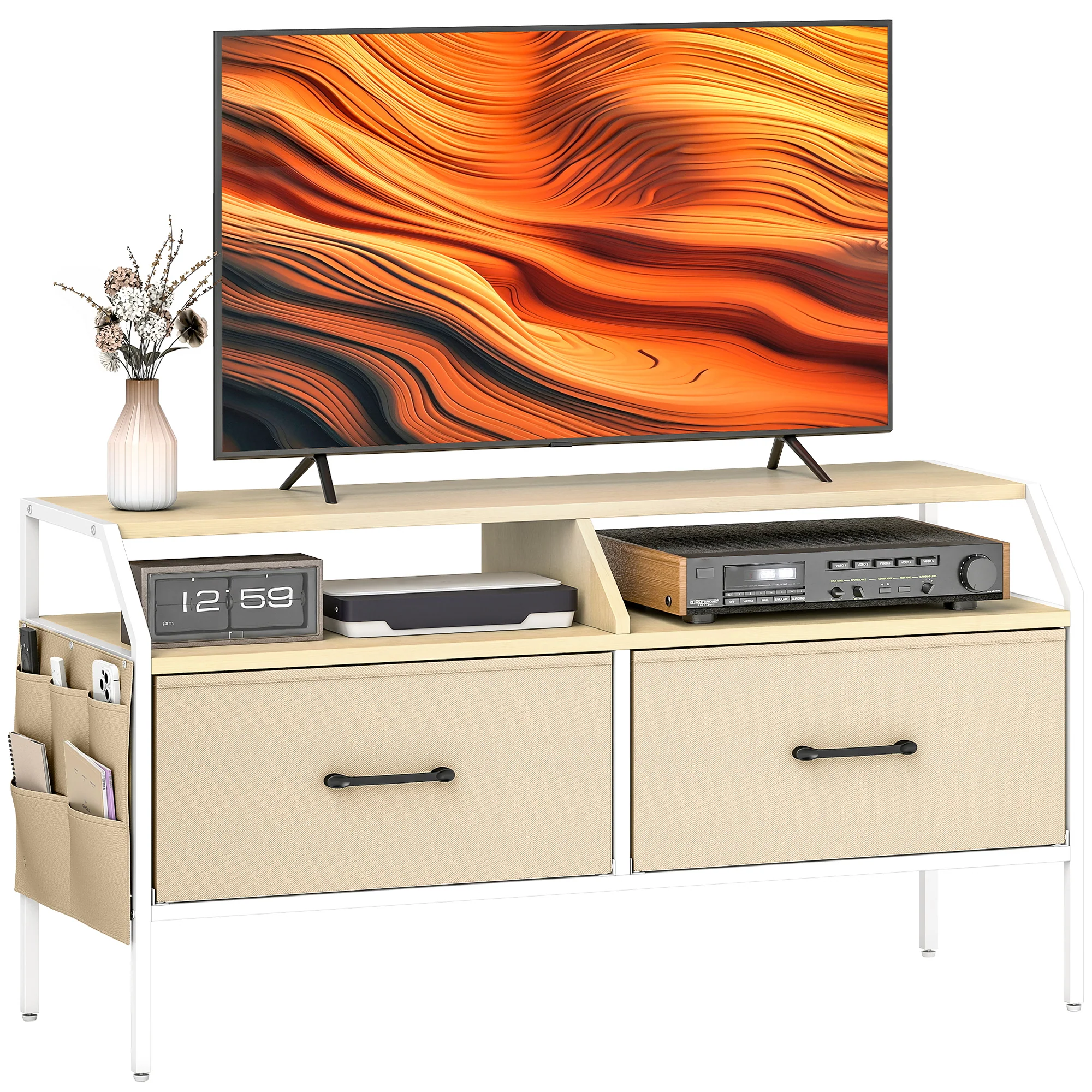 HOMCOM TV Stand Cabinet With 2 Foldable Drawers - Image 10