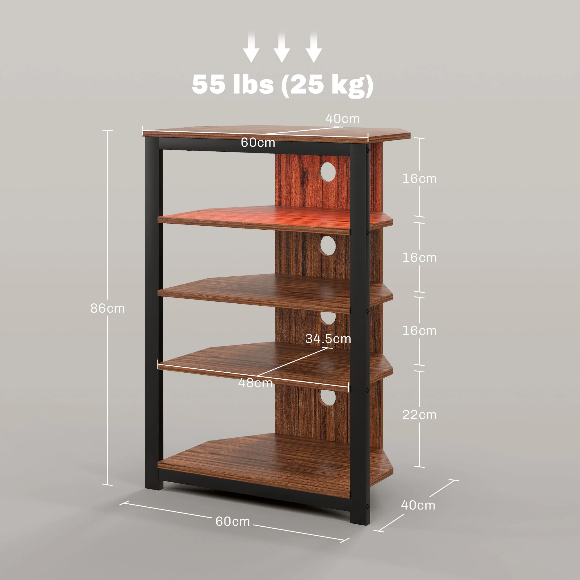 HOMCOM TV Stand With Lights, 4-Tier Storage Shelves For TVs Up To 29" - Image 5