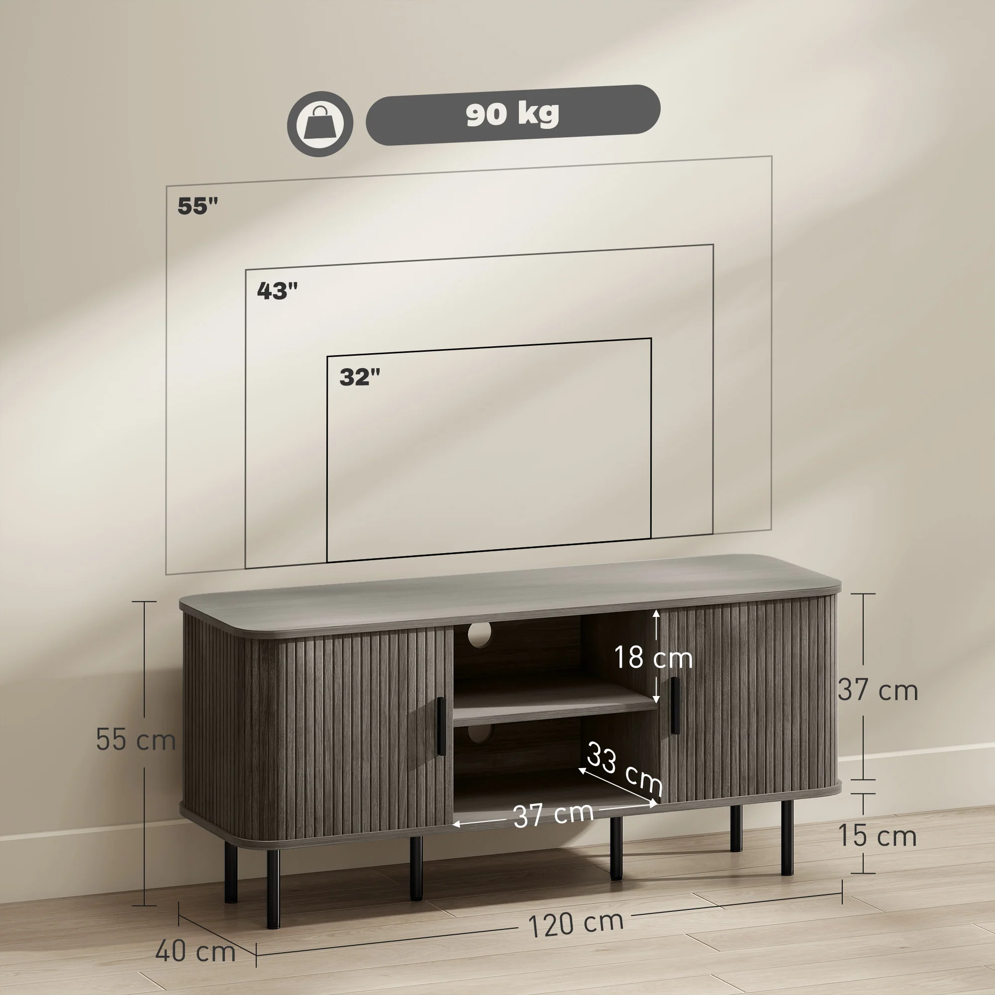 HOMCOM TV Unit For Living Room, TV Stand - Image 5