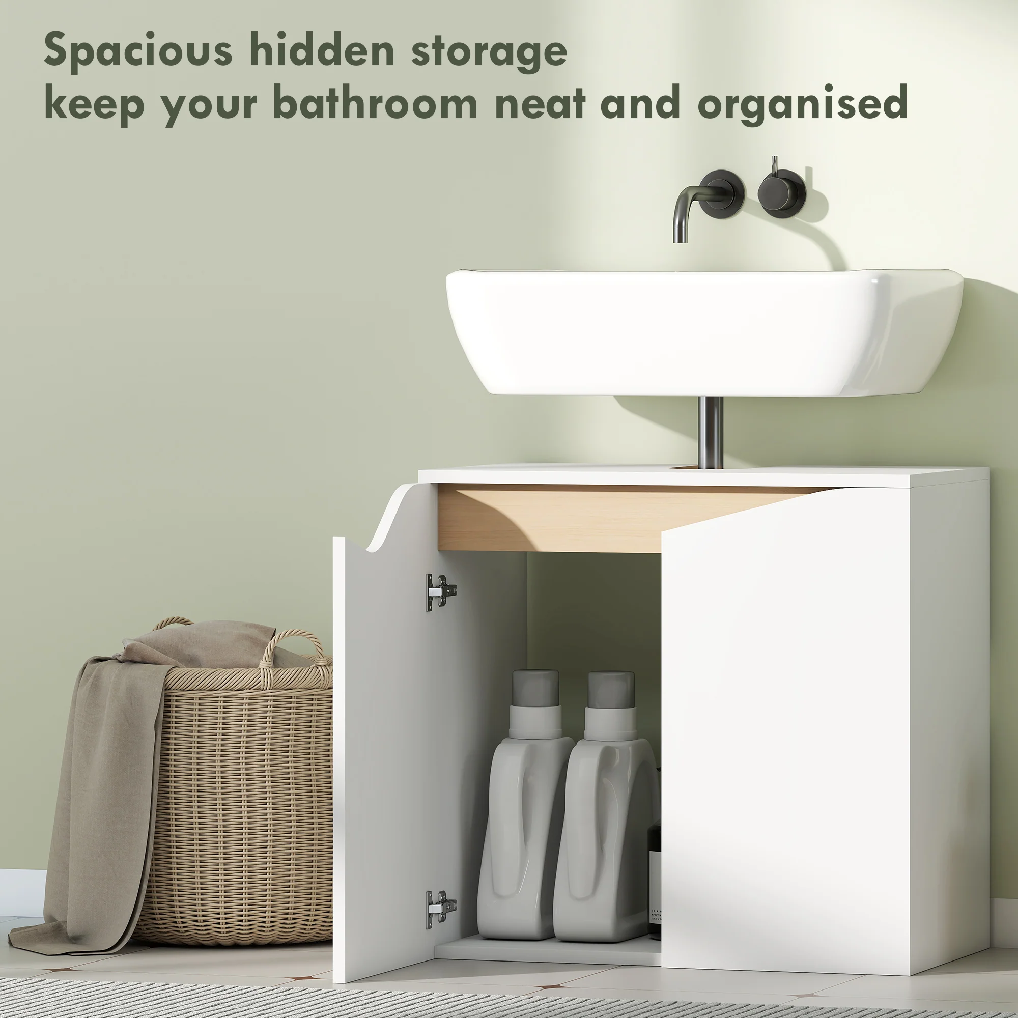 HOMCOM Under Sink Cabinet, Bathroom Sink Cabinet for Basin without Pedestal - Image 4