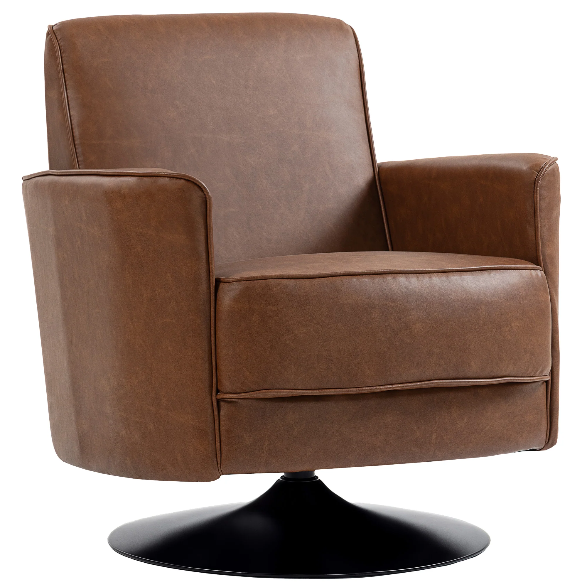 HOMCOM Upholstered PU Leather Armchair For Living Room, Brown