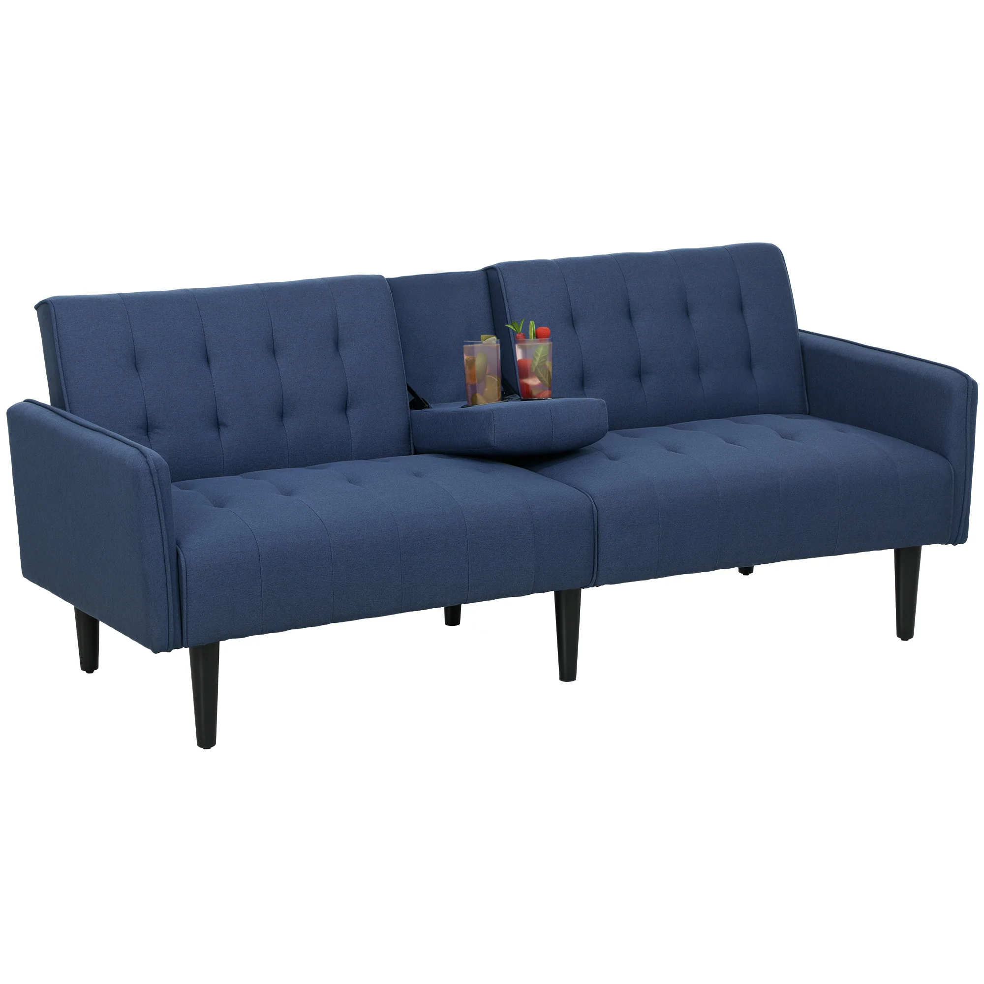 HOMCOM Upholstered Sofa Bed 3 Seater Home Theater With Storage