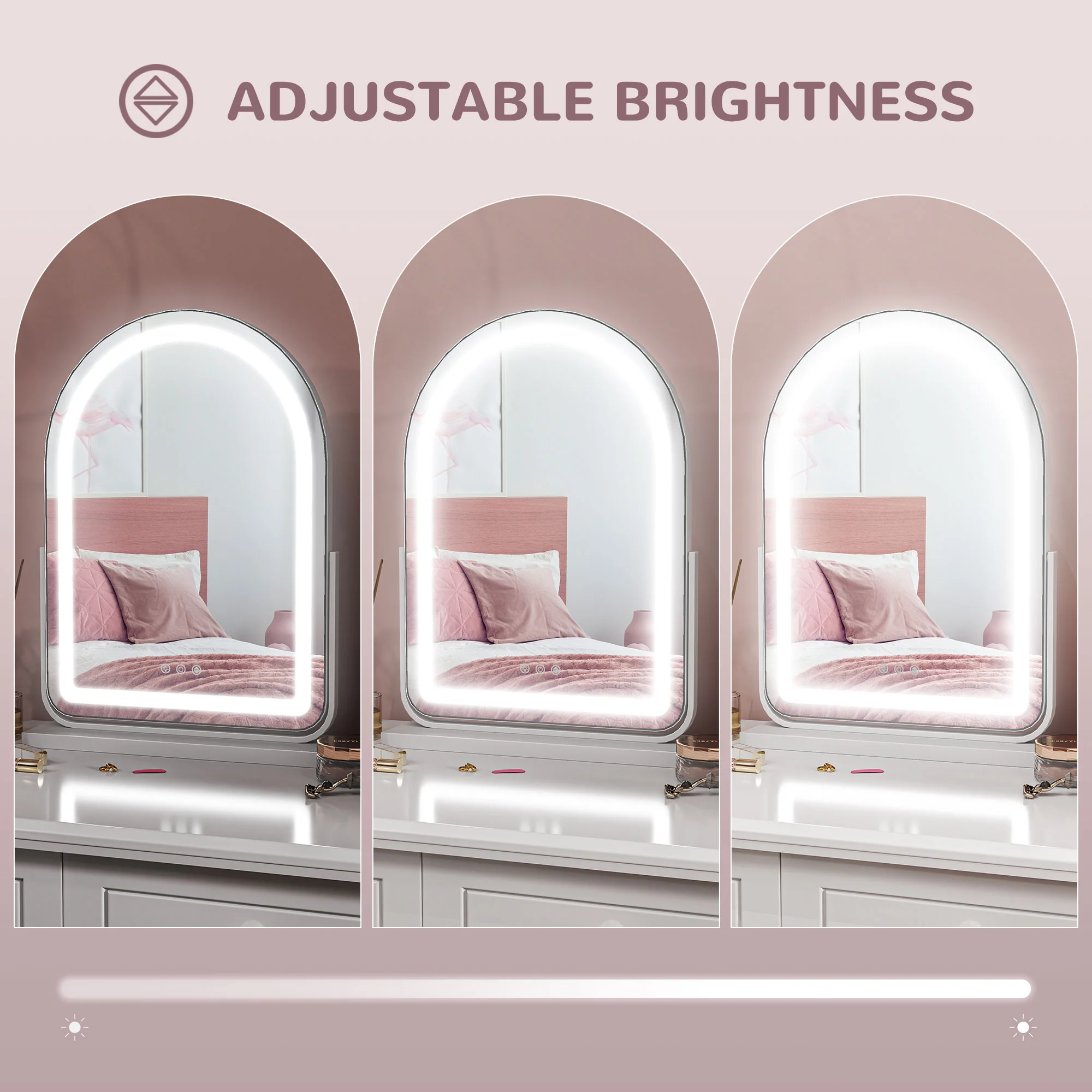 HOMCOM Vanity Mirror with Lights, 3 Colour, 360° Rotation, Touch Screen - Image 15
