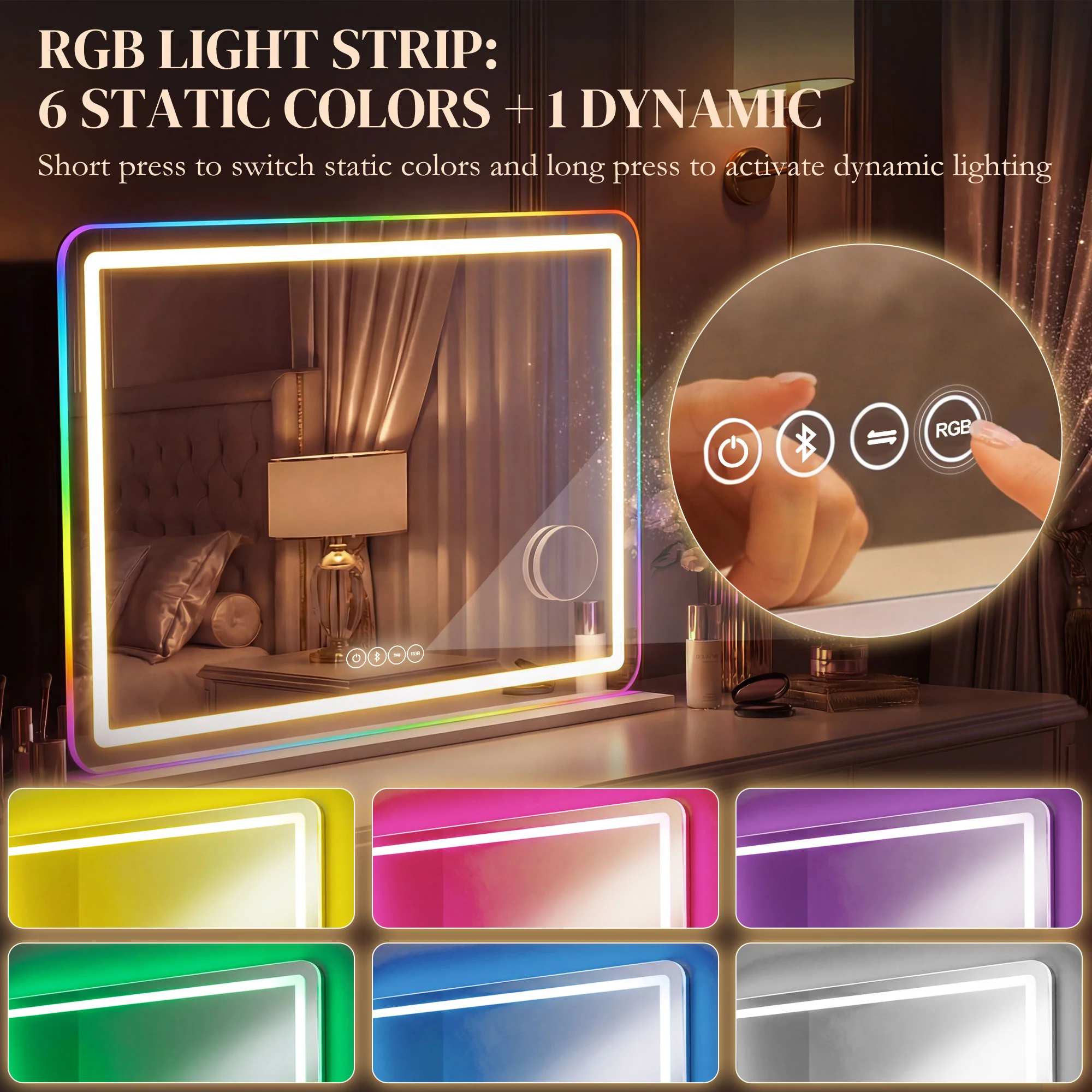 HOMCOM Vanity Mirror With Lights And Bluetooth Speaker, 80 X 60 Cm, White - Image 6