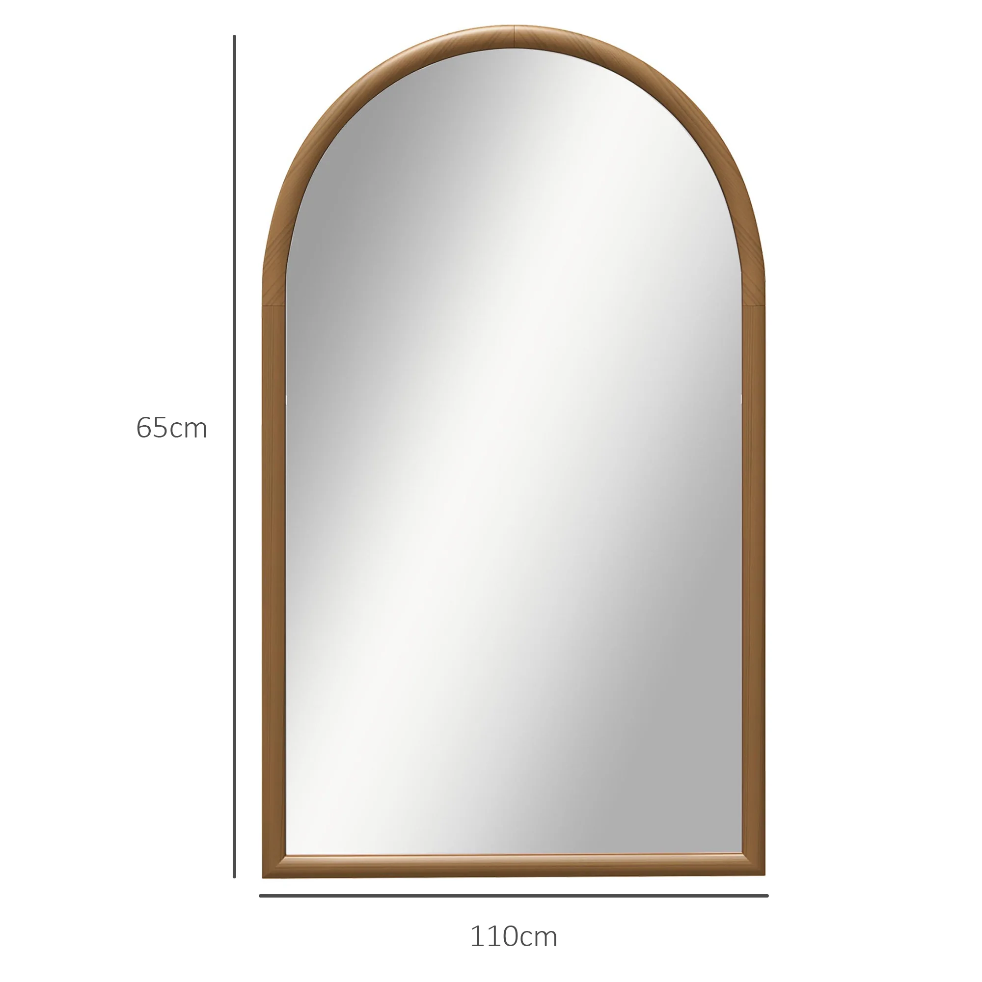 HOMCOM Wall Mirror, Arch Mirror For Wall Mounted, Home Decor, Brown - Image 5