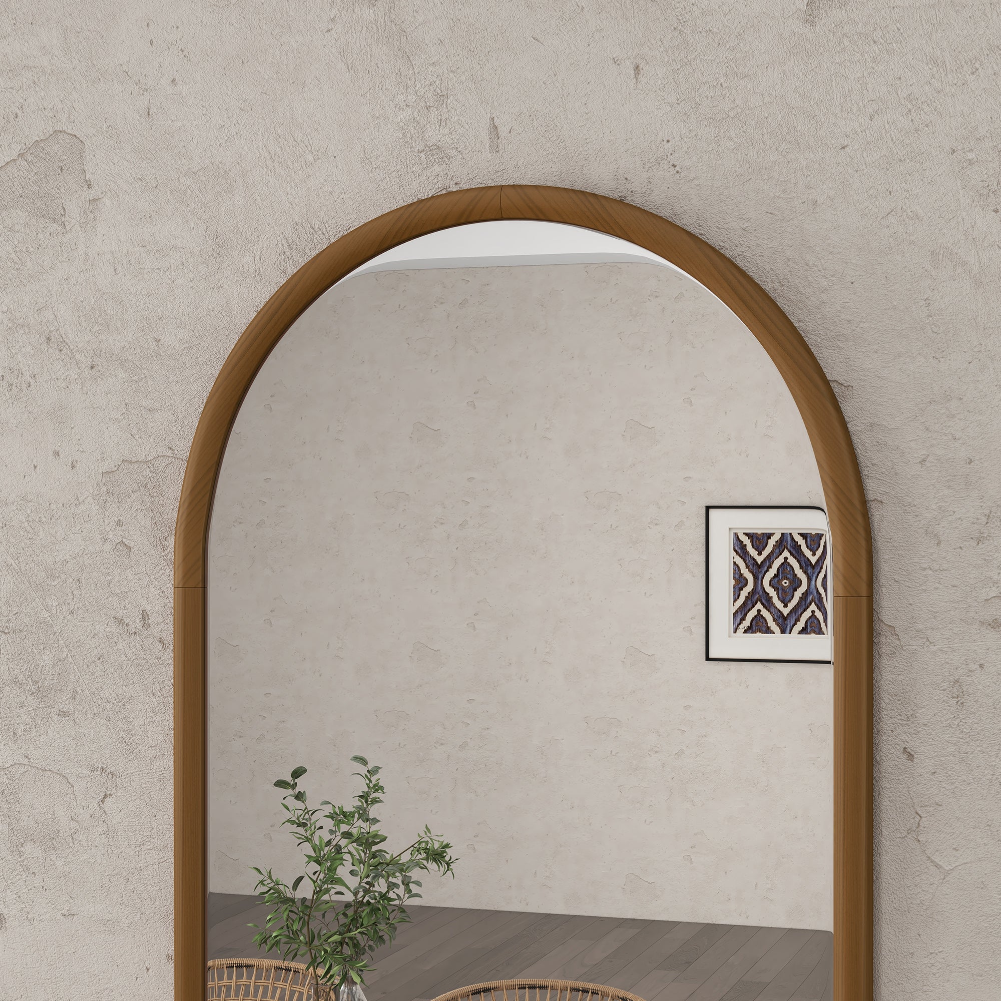 HOMCOM Wall Mirror, Arch Mirror For Wall Mounted, Home Decor, Brown - Image 8