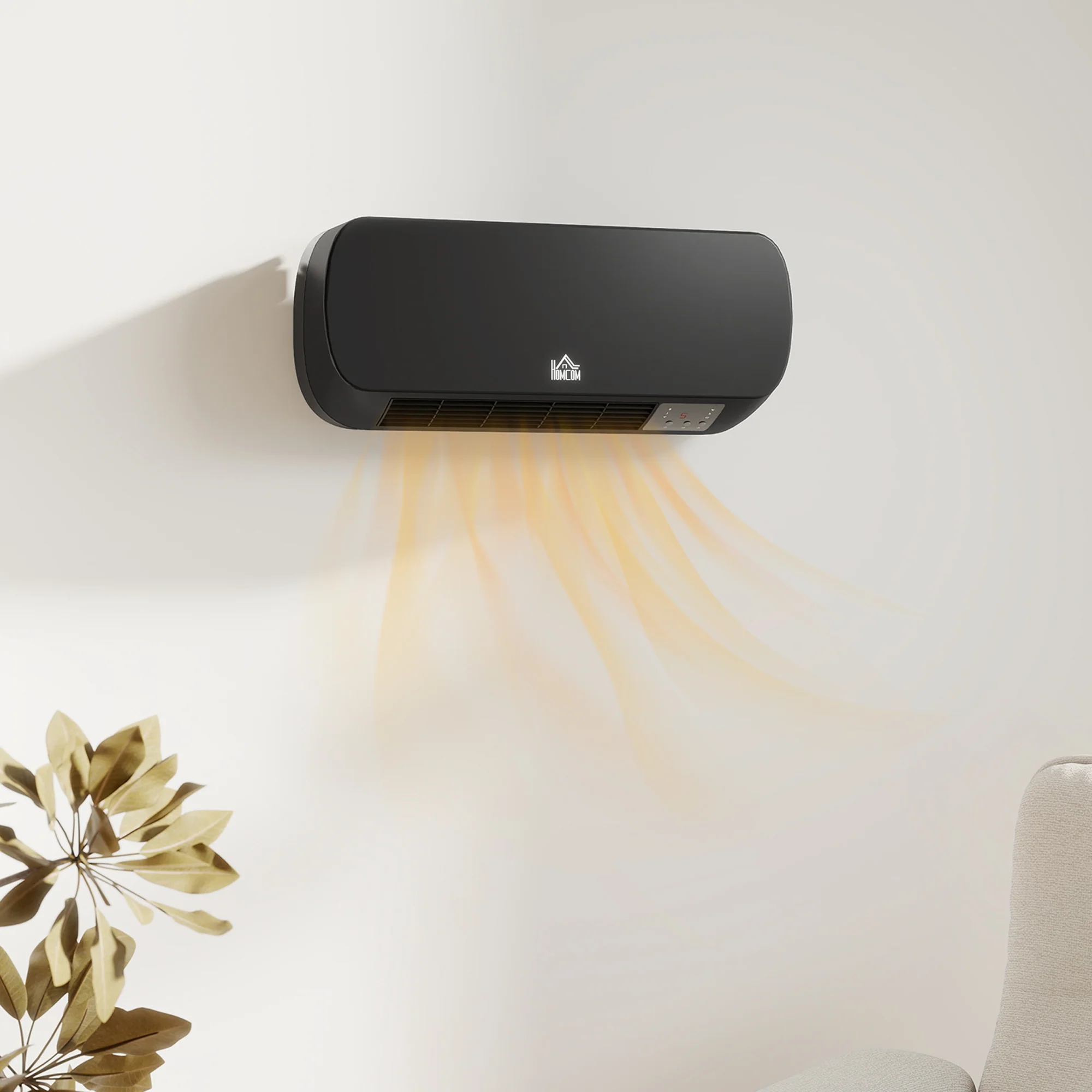 HOMCOM Wall Mounted Electric Heater with Timer Overheat Protection Black - Image 4