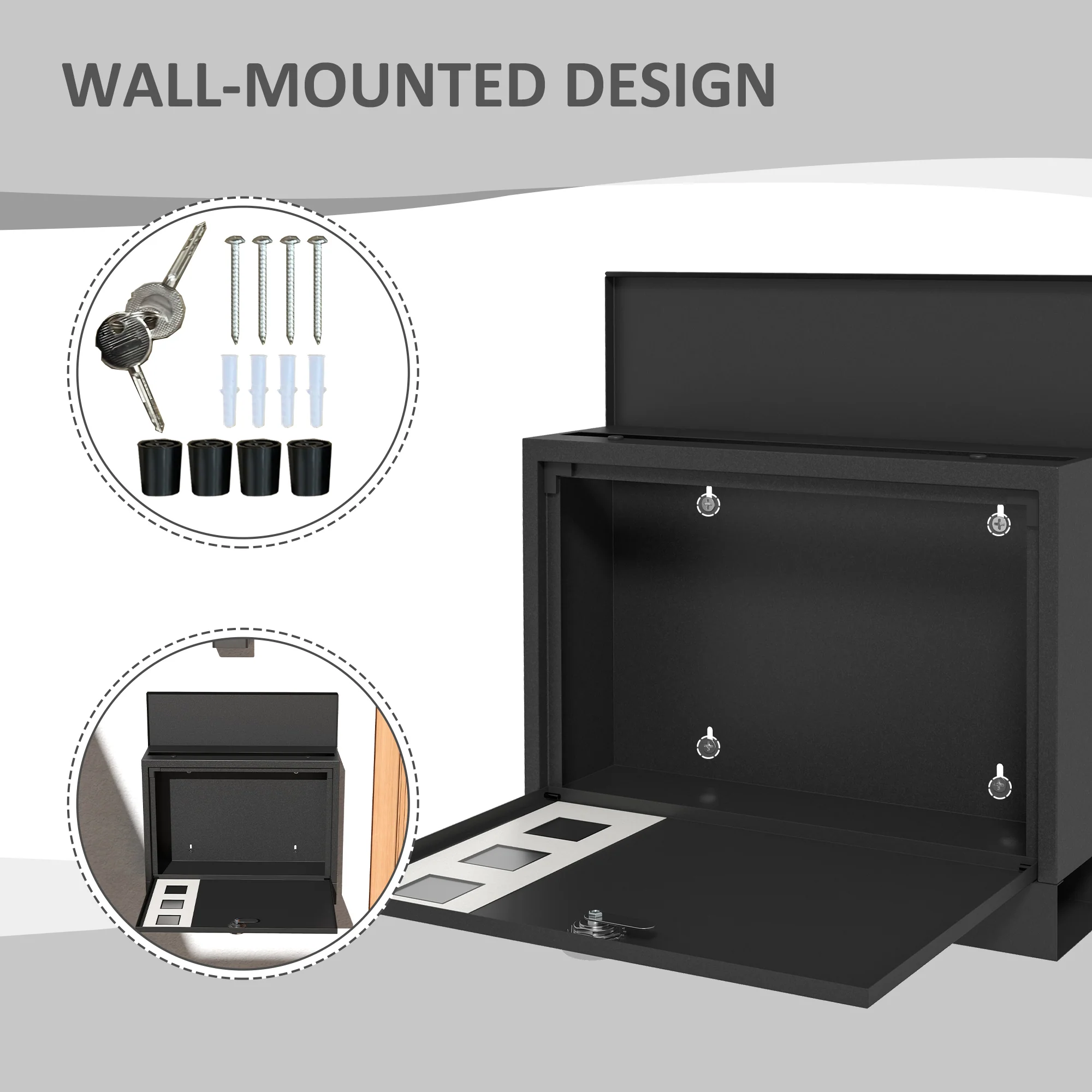 HOMCOM Wall Mounted Letterbox Mailbox with Windows and Keys Easy to Install - Image 6