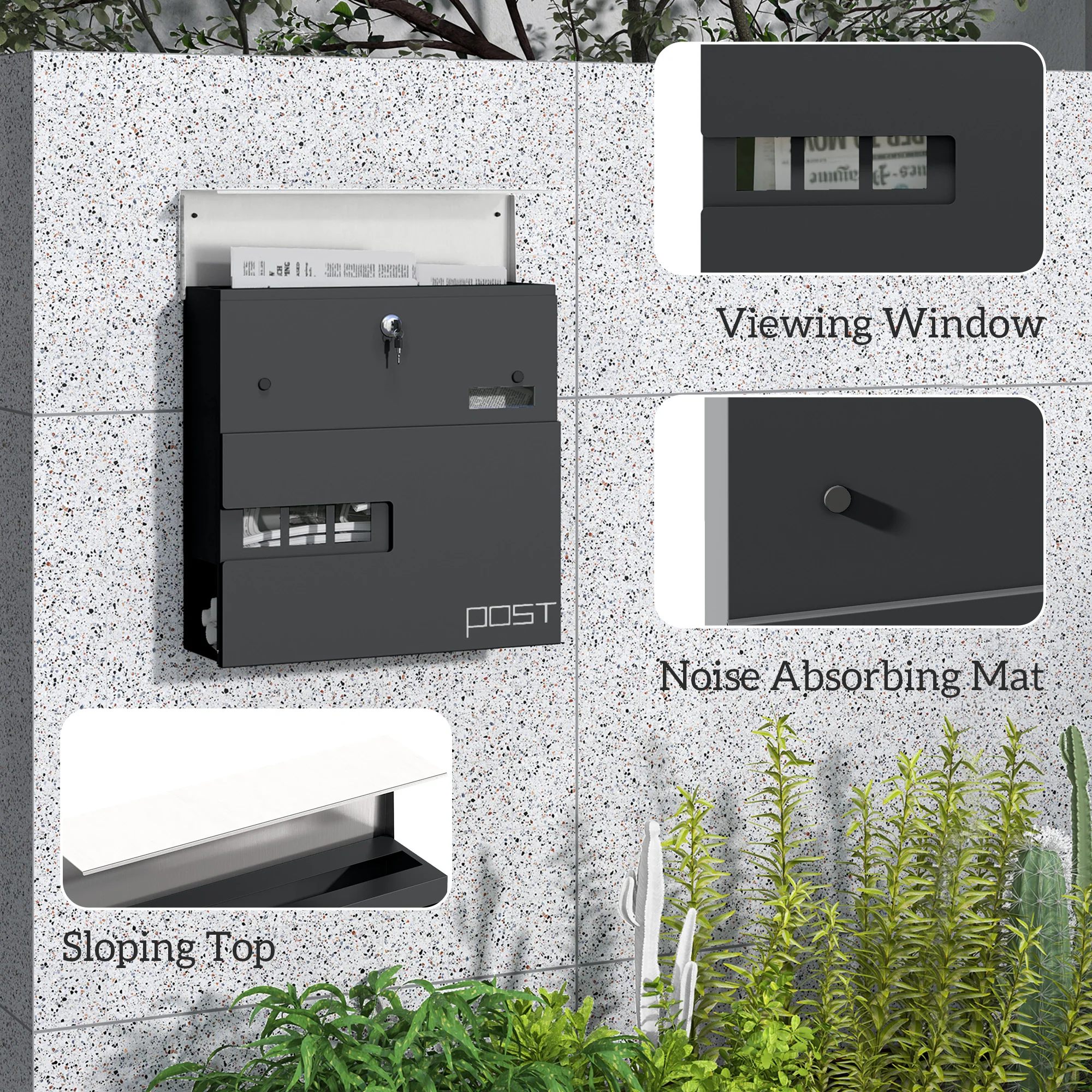 HOMCOM Wall Mounted Post Box, Weatherproof Letterbox with Lock - Image 15