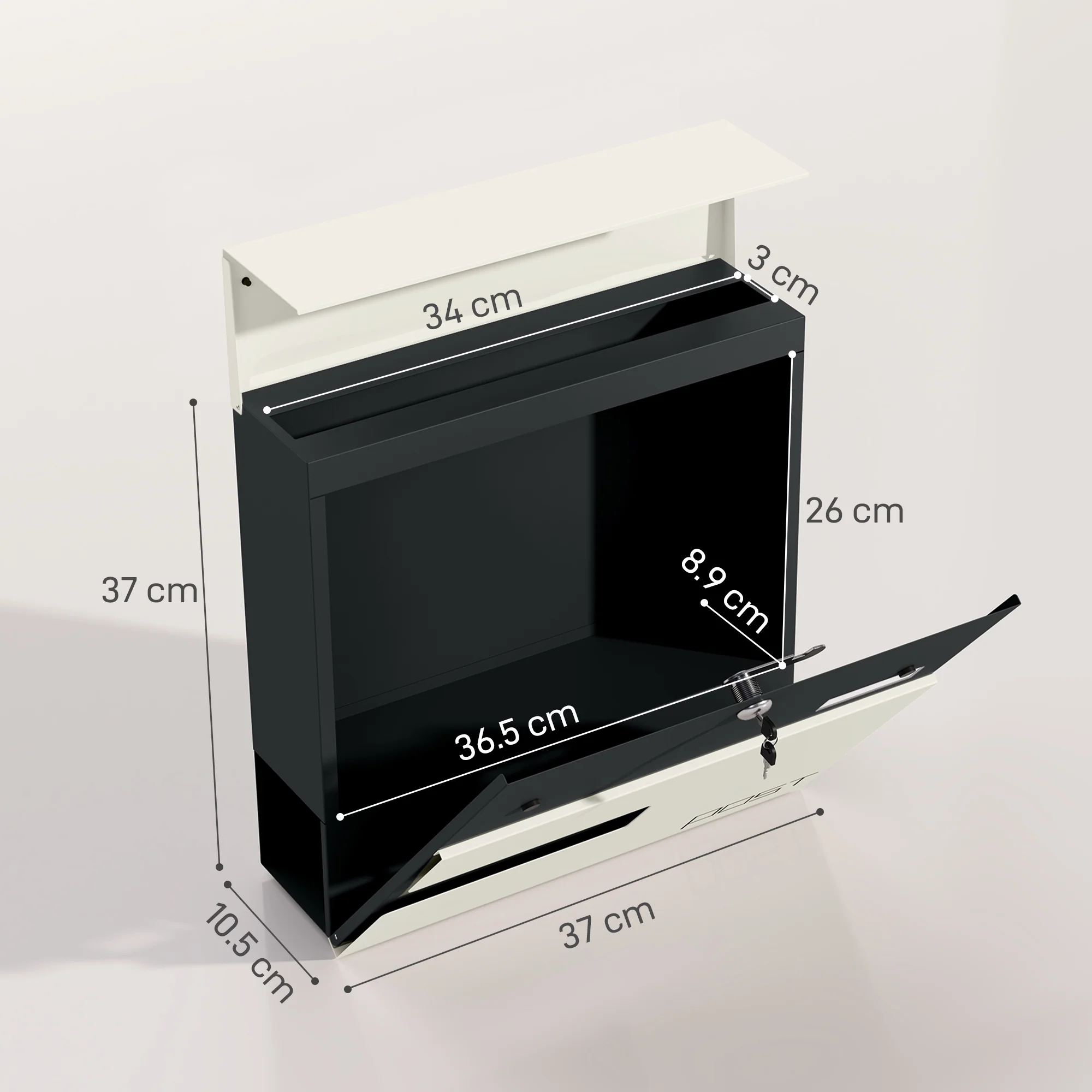 HOMCOM Wall Mounted Post Box, Weatherproof Letterbox with Lock - Image 5