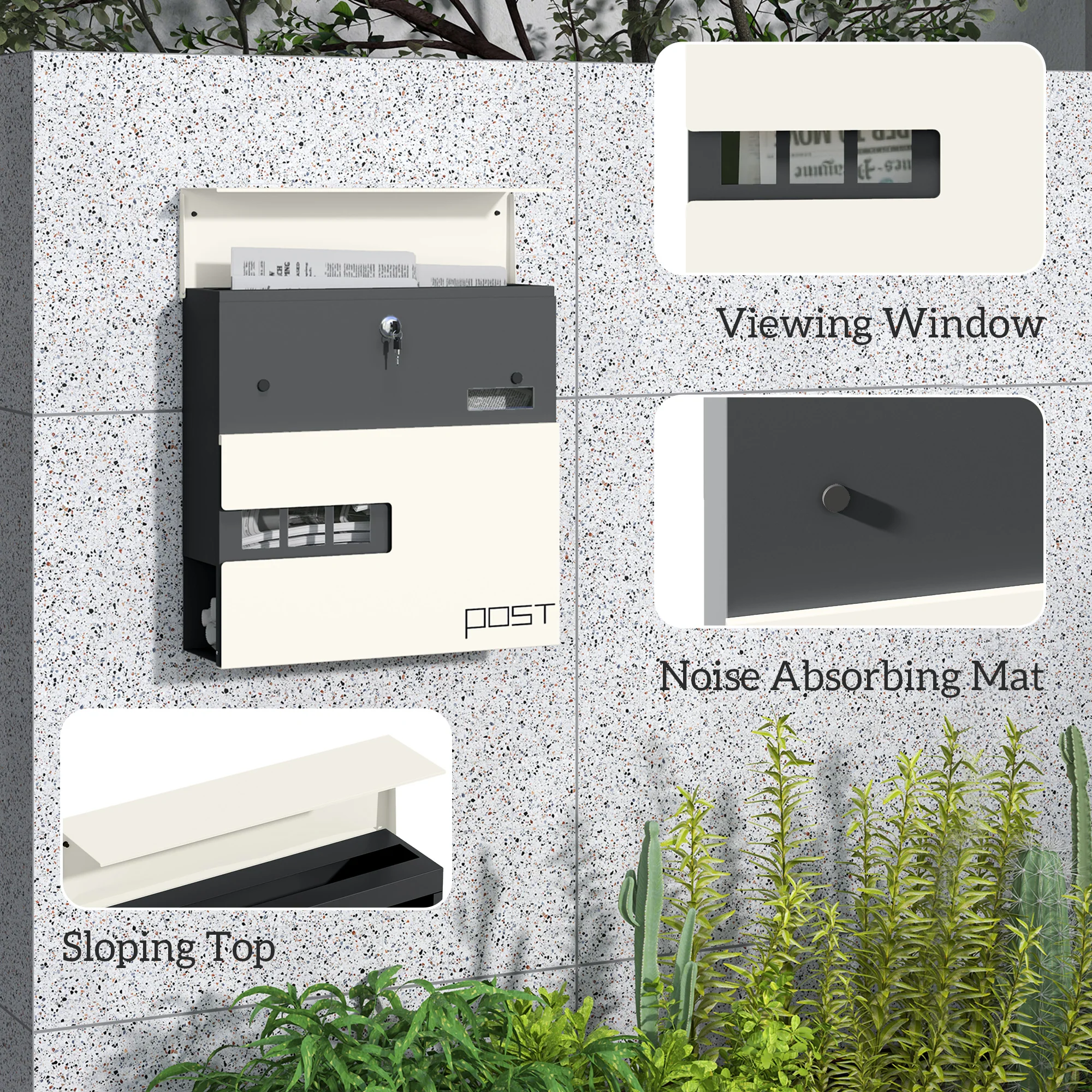 HOMCOM Wall Mounted Post Box, Weatherproof Letterbox with Lock - Image 6