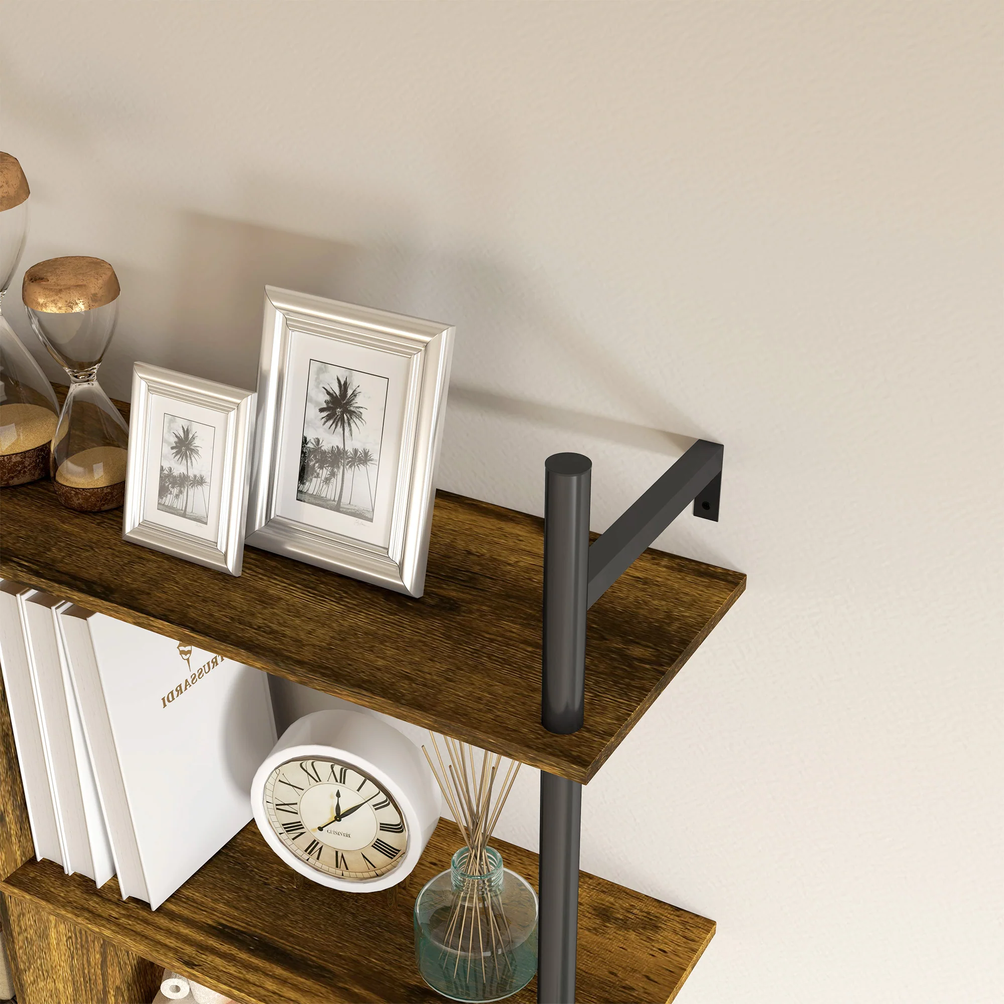 HOMCOM Wall Shelf Unit with 4 Hooks for Living Room - Image 17
