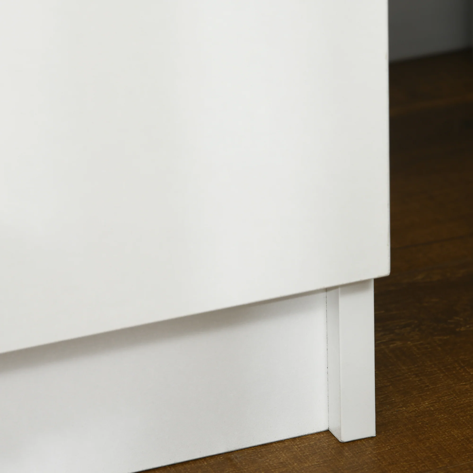 HOMCOM White Bedside Table, High Gloss Front Nightstand w/ LED Light, 2 Drawers - Image 8