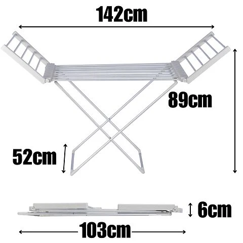 Homefront Electric Heated Clothes Horse Rail Airer Dryer 220W - Indoor Portable Free Standing - Energy Efficient, Low Energy - Image 2