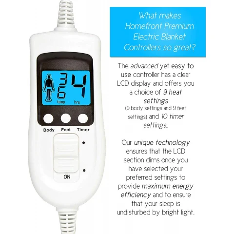 Homefront Single Luxury Fleece Electric Blanket With Digital Control, 9 Heat Settings And Timer Setting - Image 2