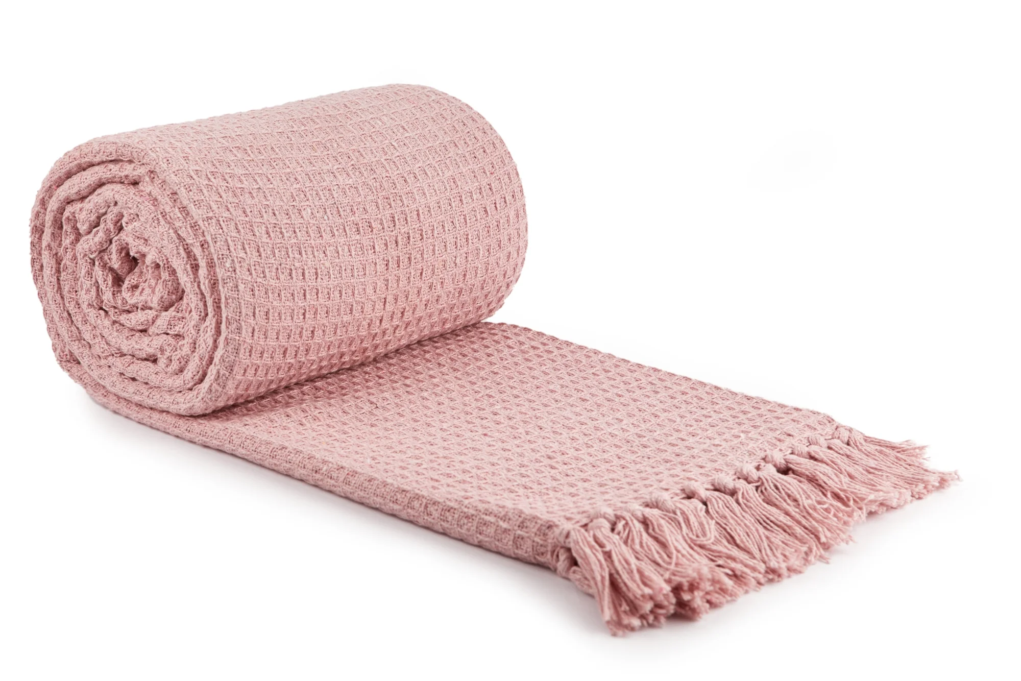 Honeycomb - Recycled Cotton Throw In Blush Pink (70x100")