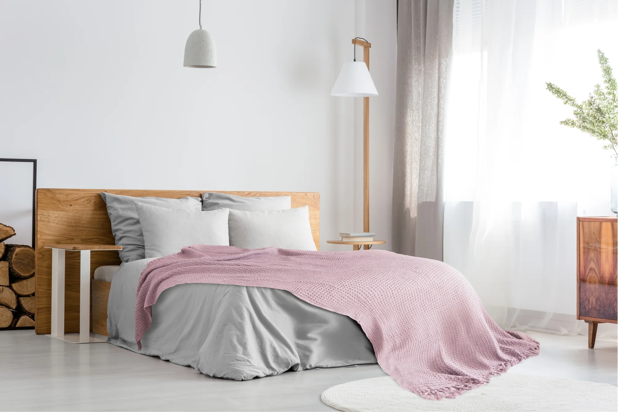 Honeycomb - Recycled Cotton Throw In Blush Pink (70x100") - Image 7