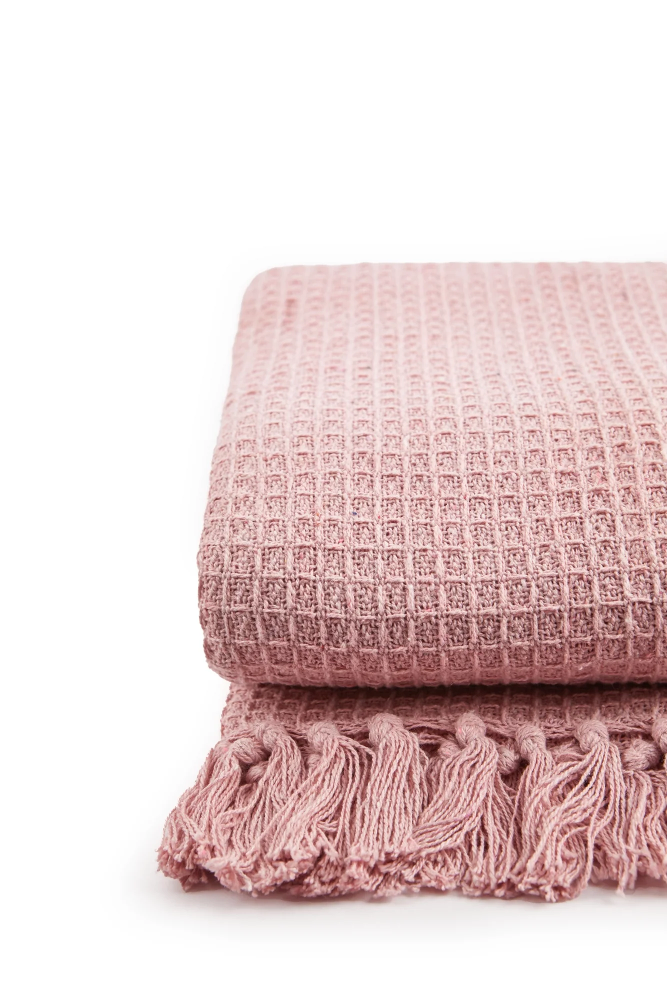 Honeycomb - Recycled Cotton Throw In Blush Pink (50x60") - Image 2