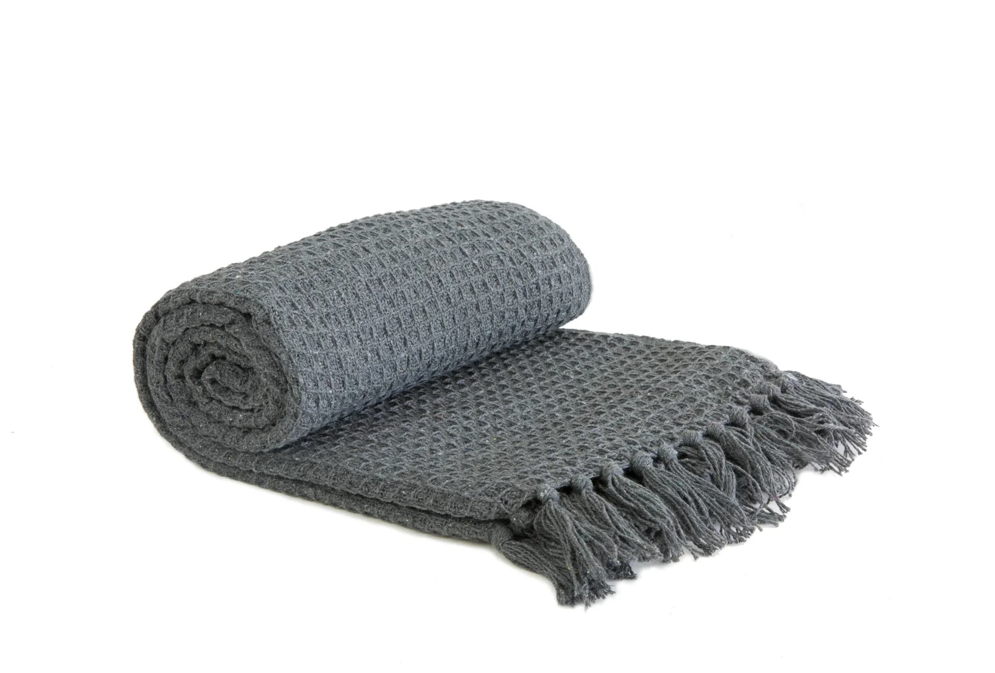 Honeycomb - Recycled Cotton Throw In Charcoal (90x100")