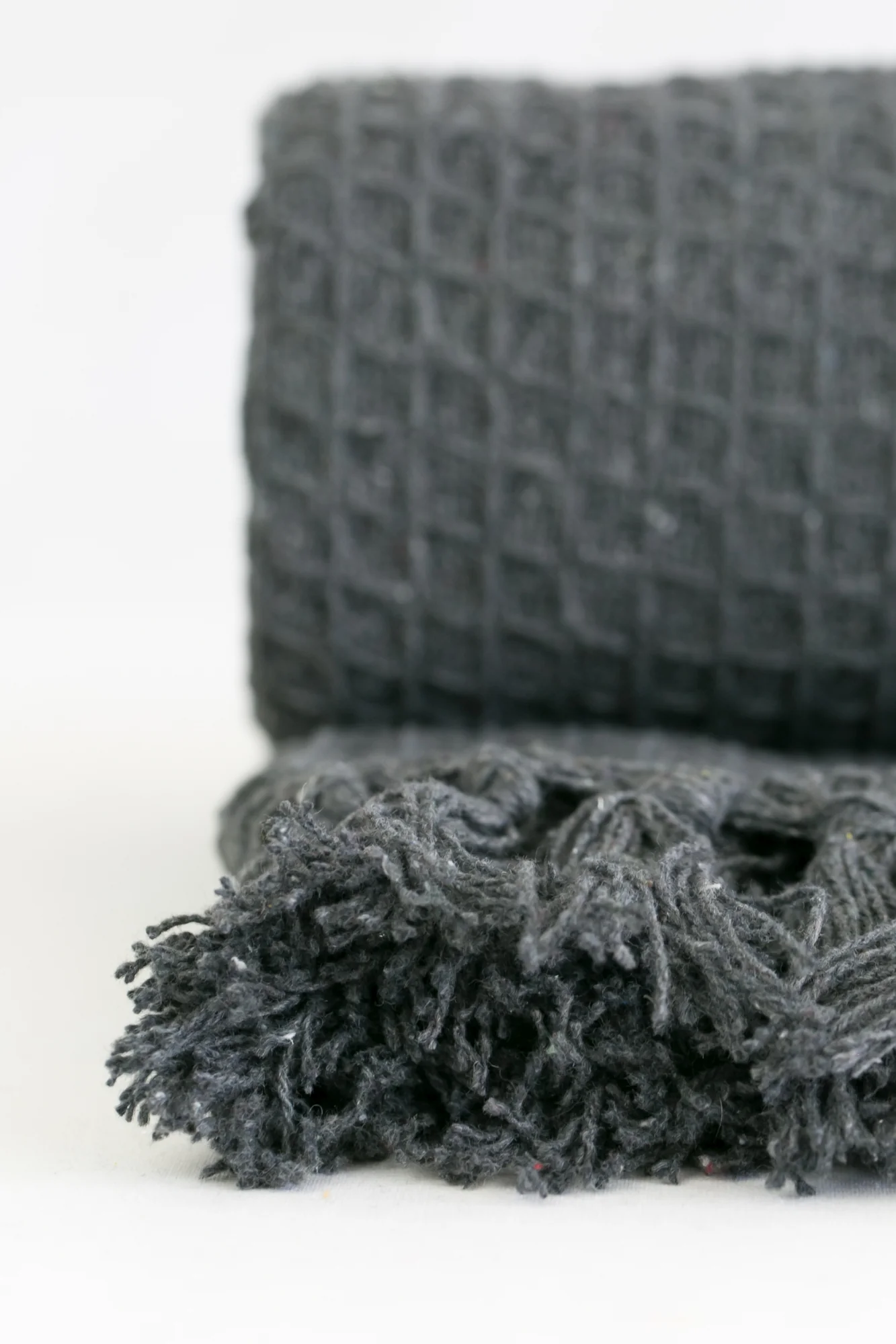 Honeycomb - Recycled Cotton Throw In Charcoal (50x60") - Image 2