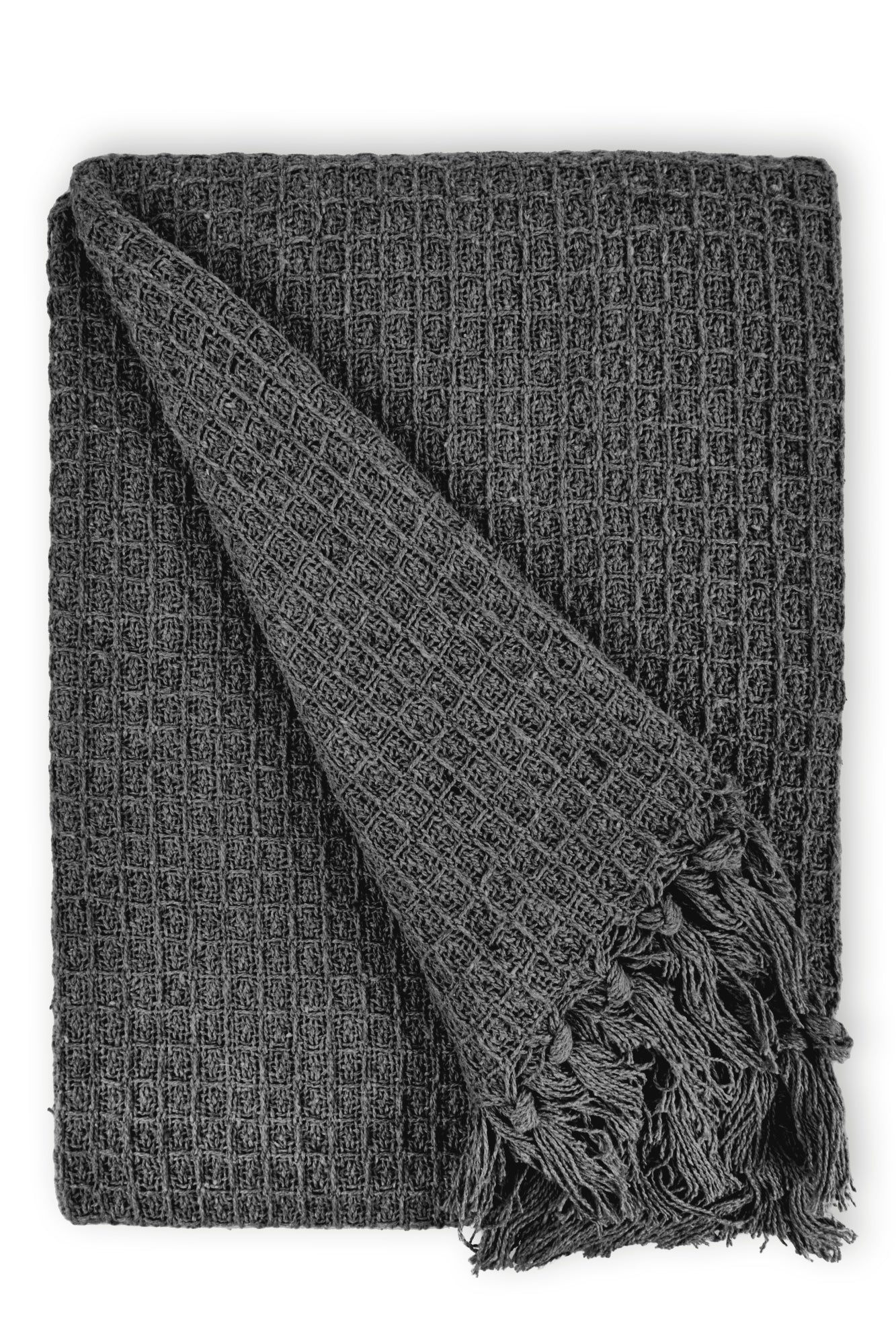 Honeycomb - Recycled Cotton Throw In Charcoal (50x60") - Image 3