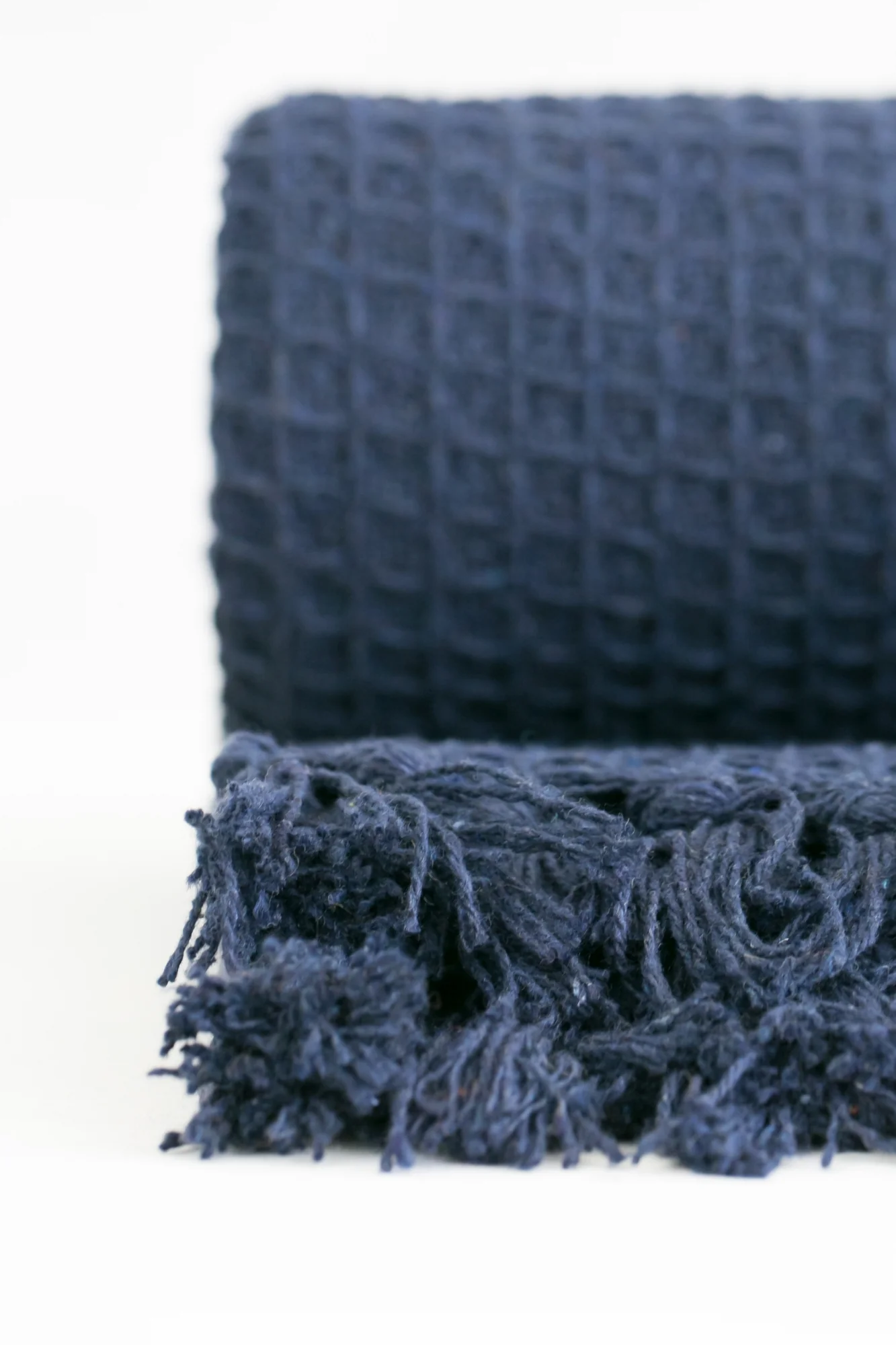 Honeycomb - Recycled Cotton Throw In Navy (90x100") - Image 2
