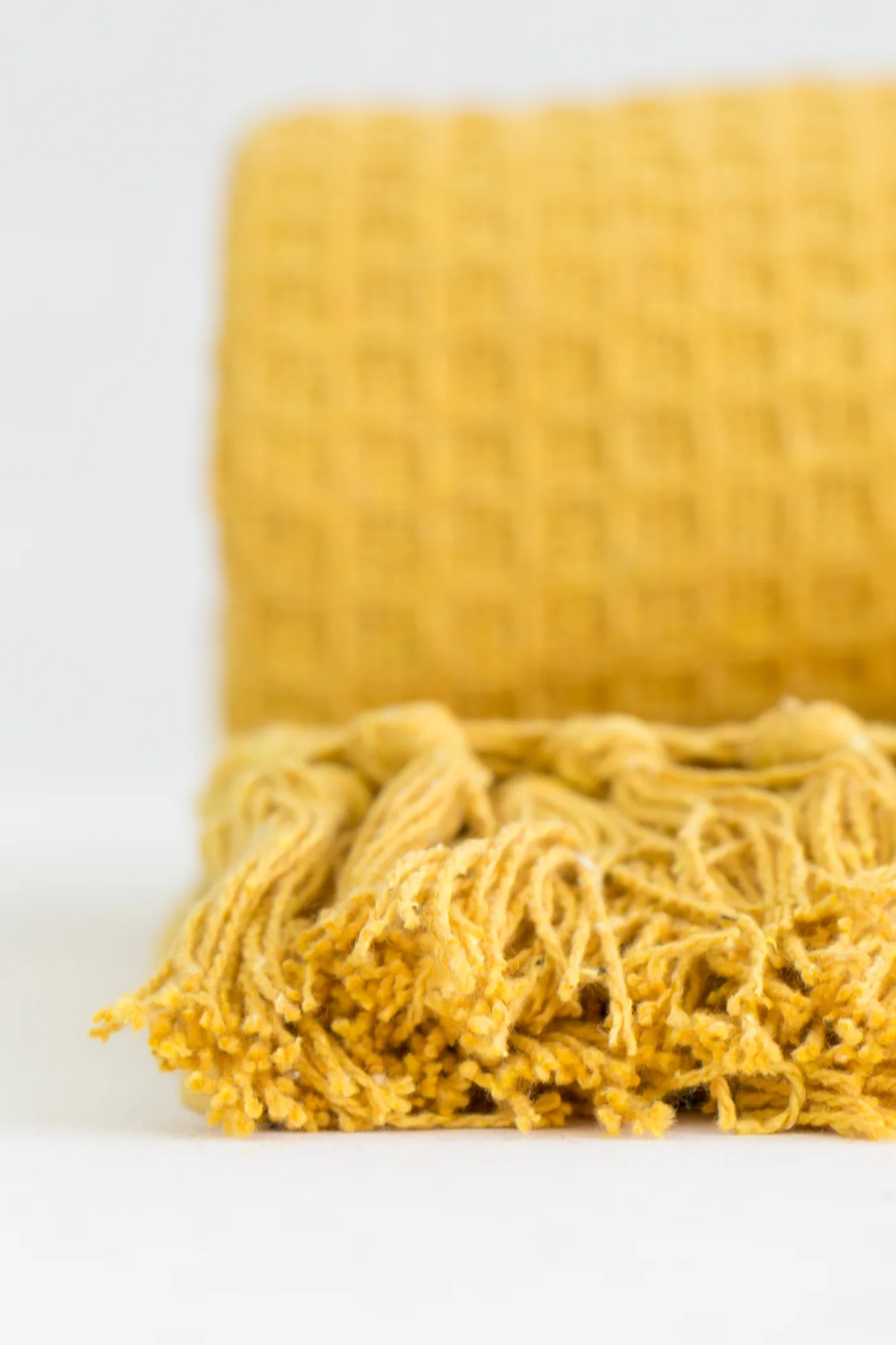 Honeycomb - Recycled Cotton Throw In Ochre (90x100") - Image 2