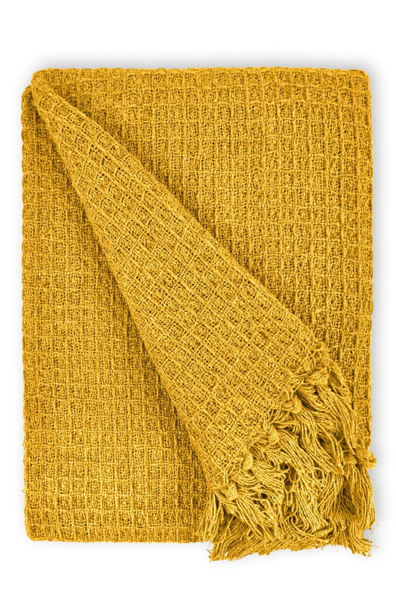 Honeycomb - Recycled Cotton Throw in Ochre (50" x 60") - Image 3