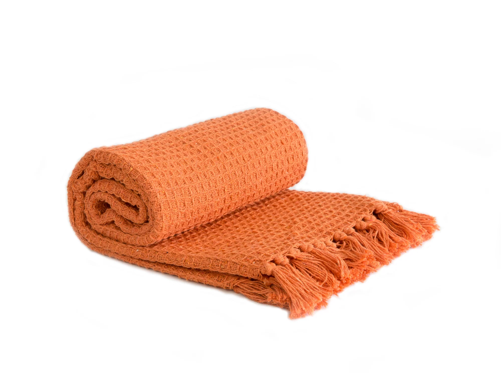 Honeycomb - Recycled Cotton Throw In Orange (90x100")