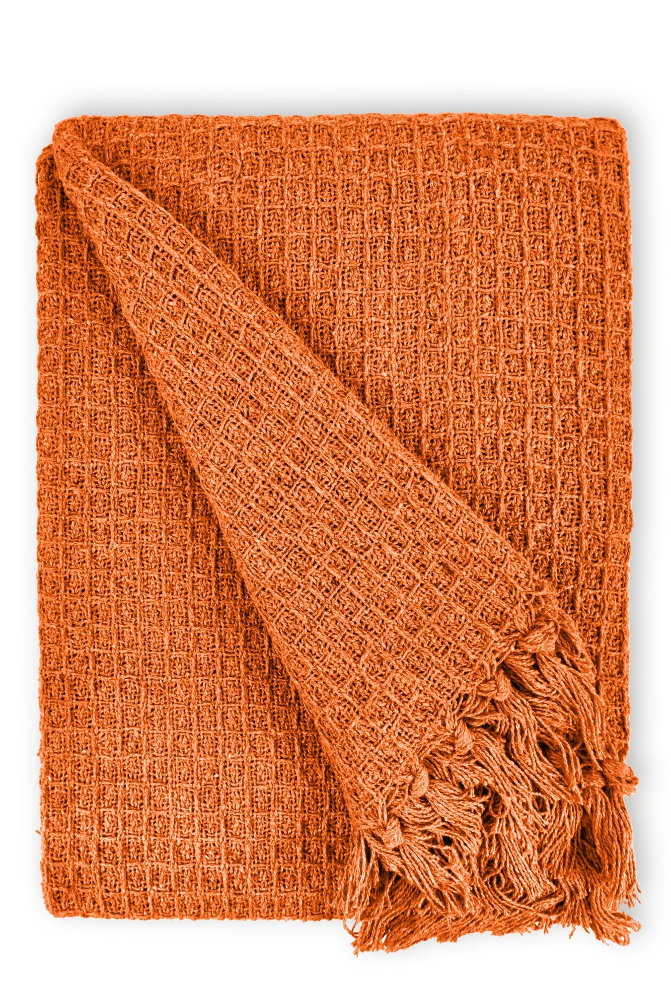 Honeycomb - Recycled Cotton Throw In Orange (90x100") - Image 3