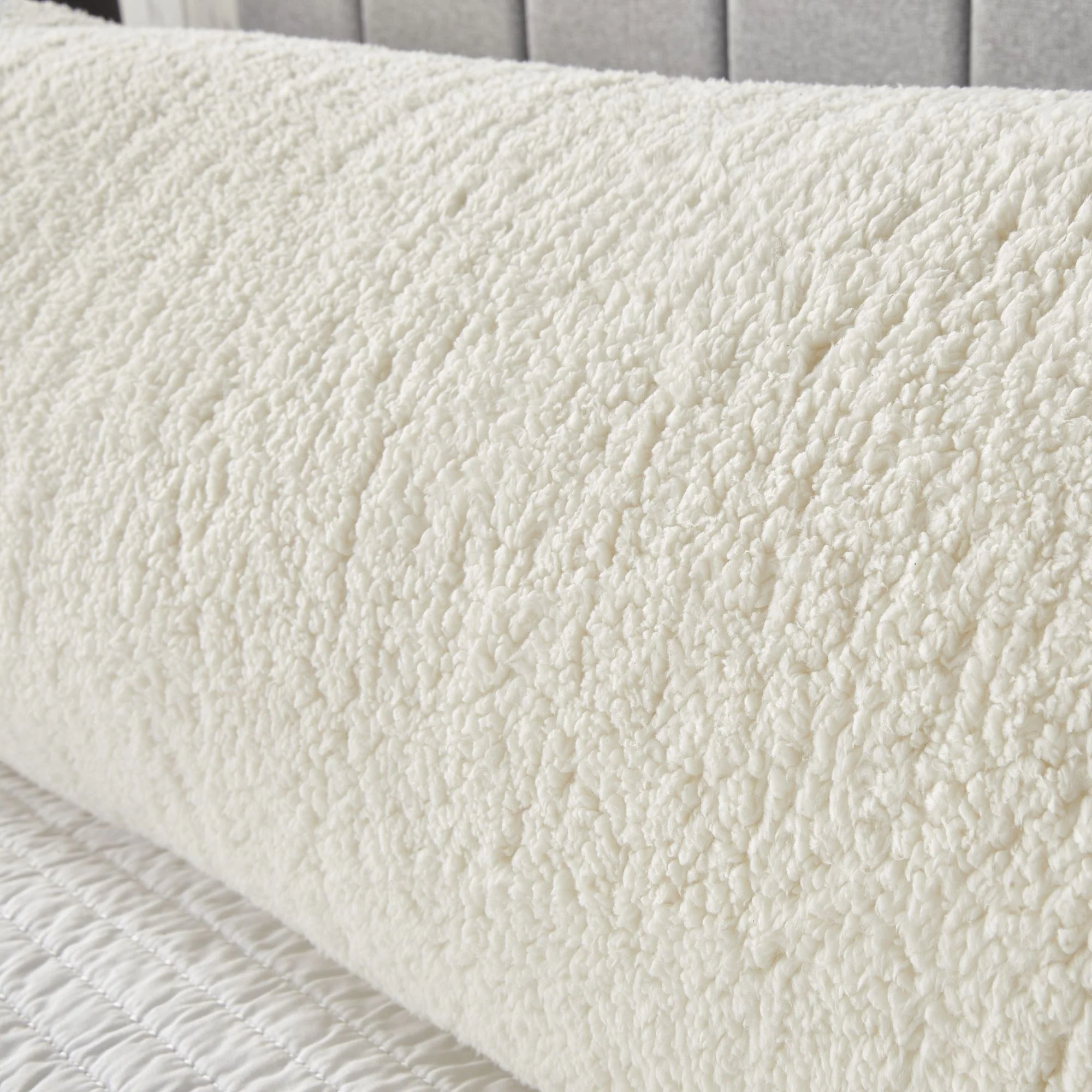 Huggleland Teddy Fleece Bolster Pillow - Cream - Image 2