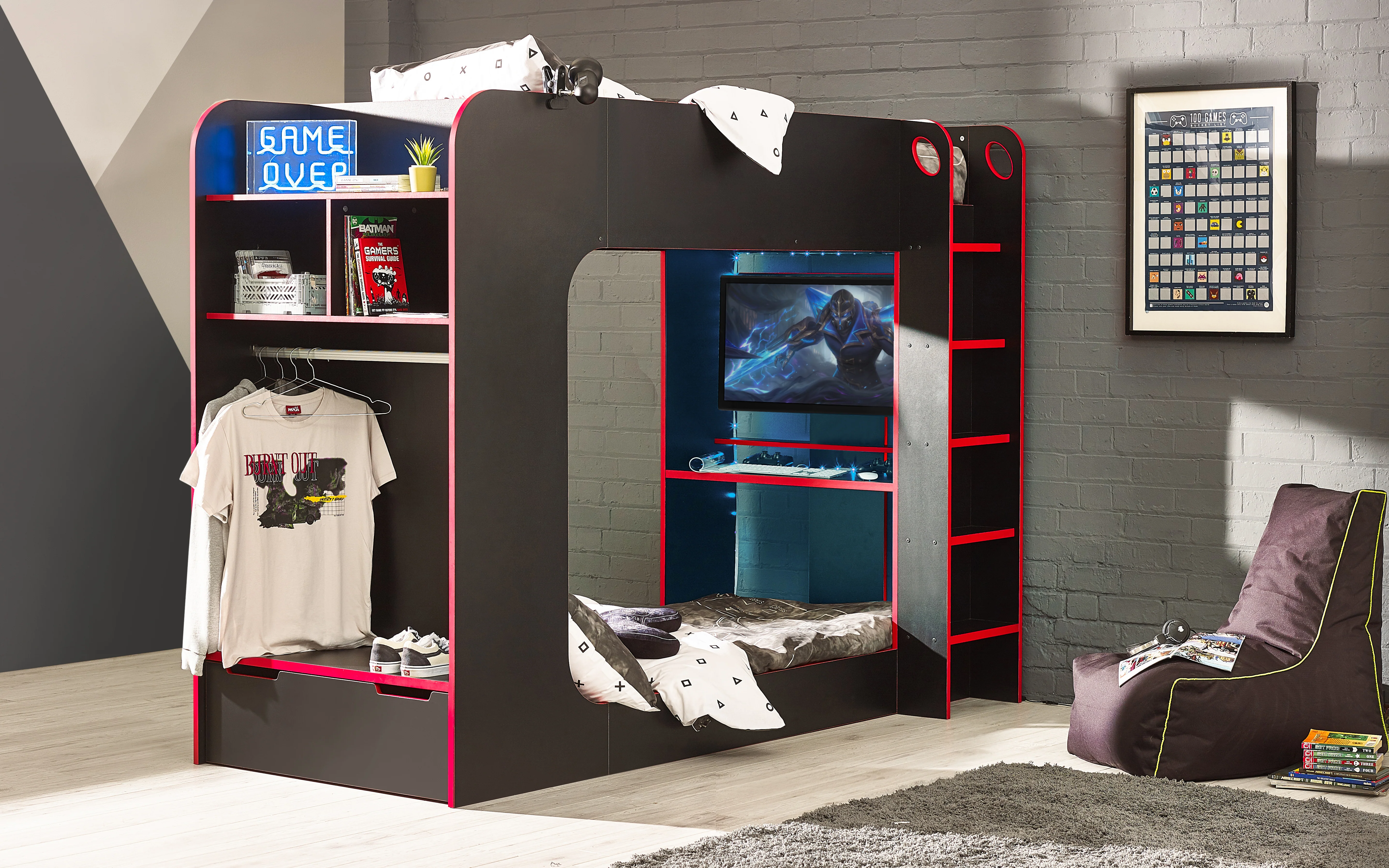 Vortex Gaming Bunk Black/Red - Image 2