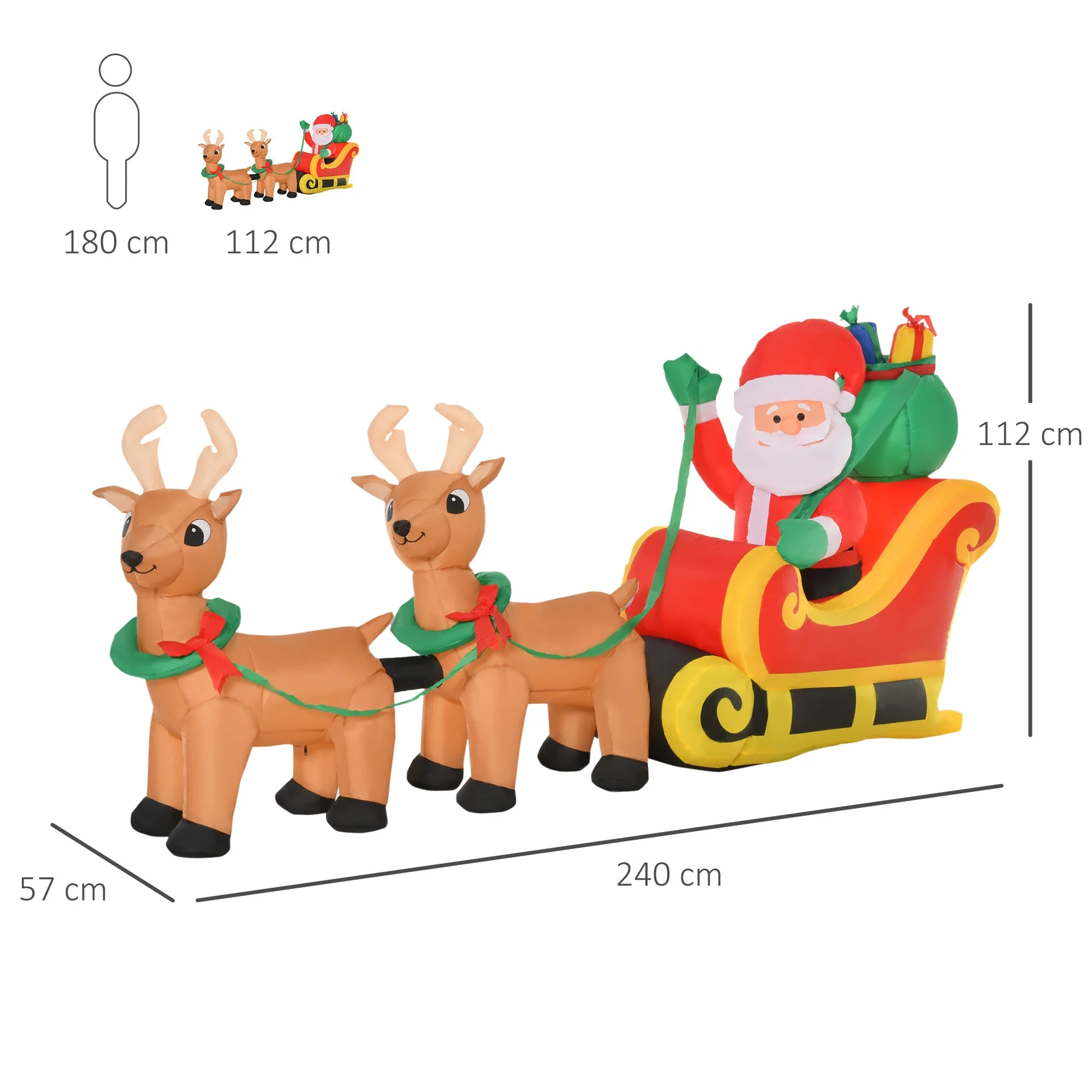 HOMCOM Inflatable Santa Claus On Sleigh - Image 3