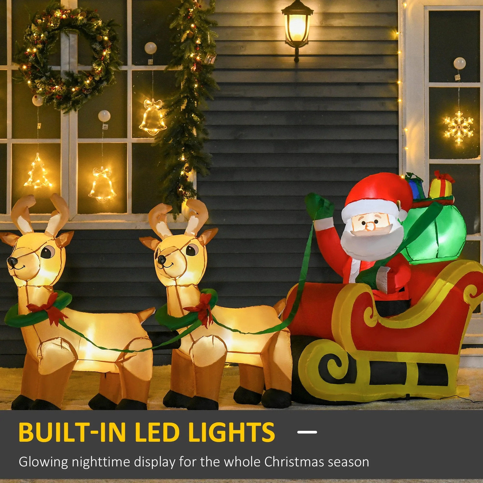HOMCOM Inflatable Santa Claus On Sleigh - Image 4