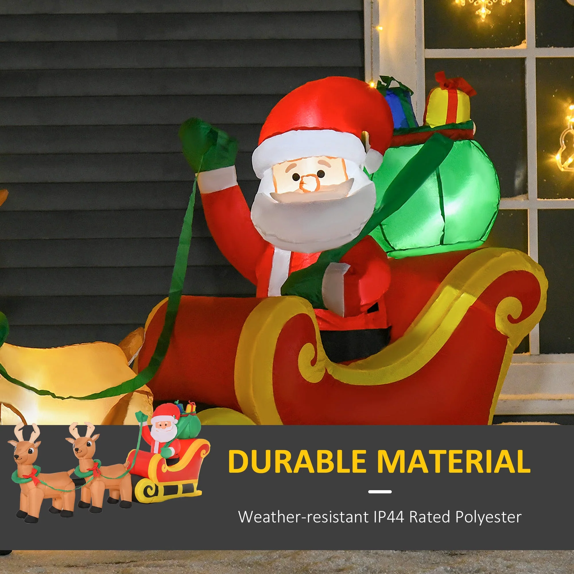 HOMCOM Inflatable Santa Claus On Sleigh - Image 5