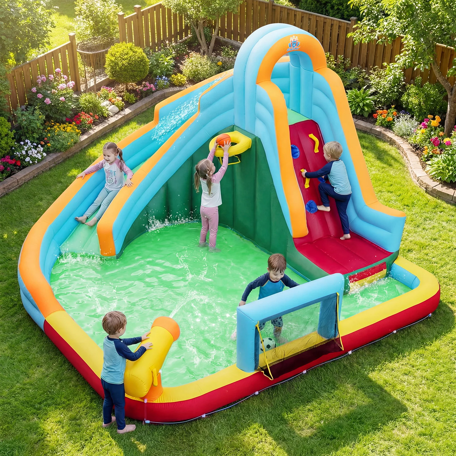 Inflatable Water Slide with 680W Blower for Kids Aged 3-12 - Image 2
