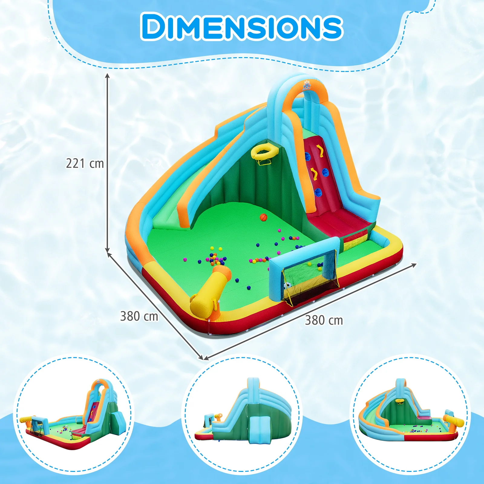 Inflatable Water Slide with 680W Blower for Kids Aged 3-12 - Image 3