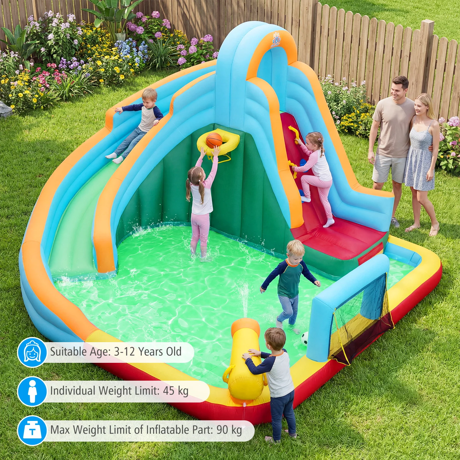 Inflatable Water Slide with 680W Blower for Kids Aged 3-12 - Image 4
